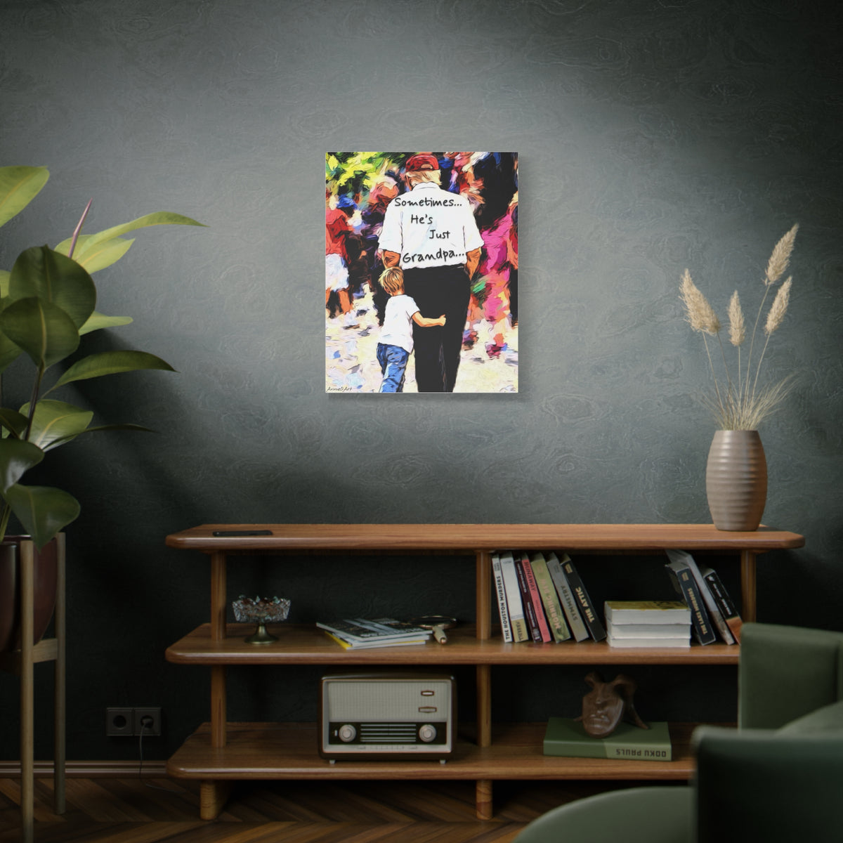 Sometimes… He's Just Grandpa —Trump Heartwarming Stretched Canvas Wall Art