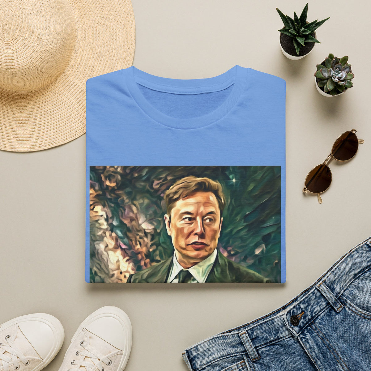 Elon Musk with Rocket— Graphic T-Shirt