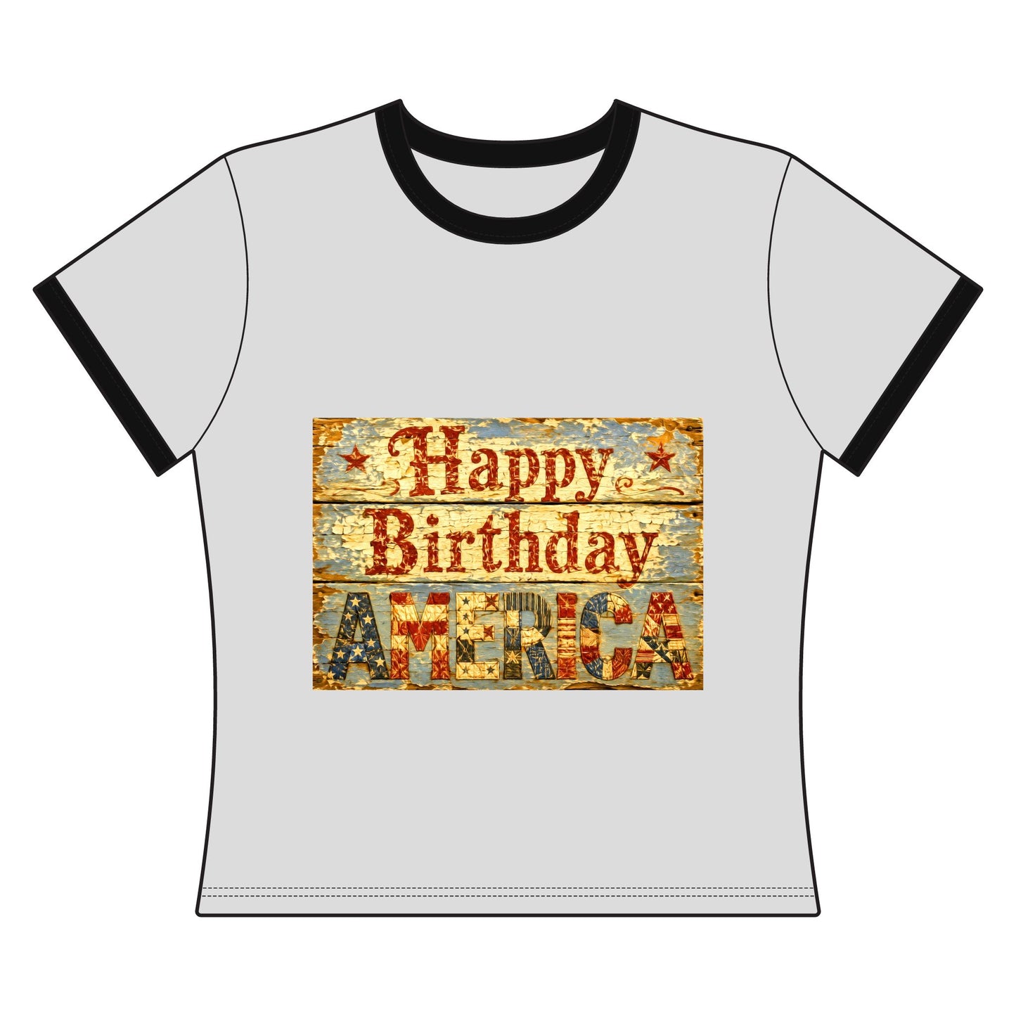 Happy Birthday America Cropped Ringer Tee – Patriotic 4th of July Graphic Shirt