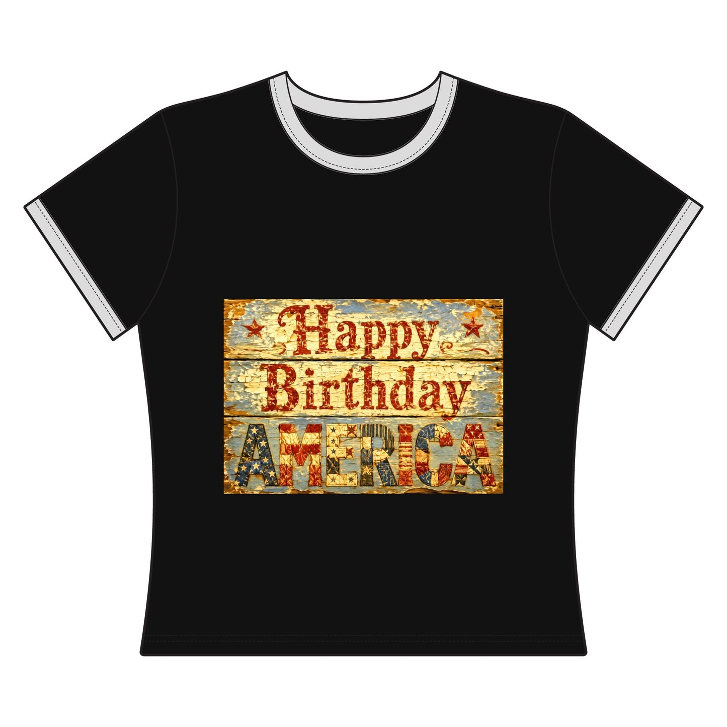 Happy Birthday America Cropped Ringer Tee – Patriotic 4th of July Graphic Shirt