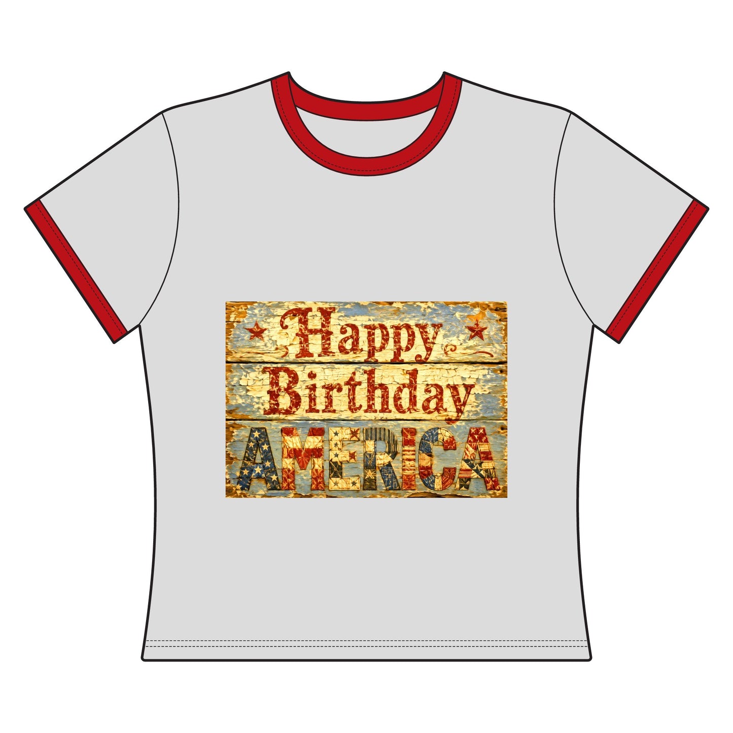 Happy Birthday America Cropped Ringer Tee – Patriotic 4th of July Graphic Shirt
