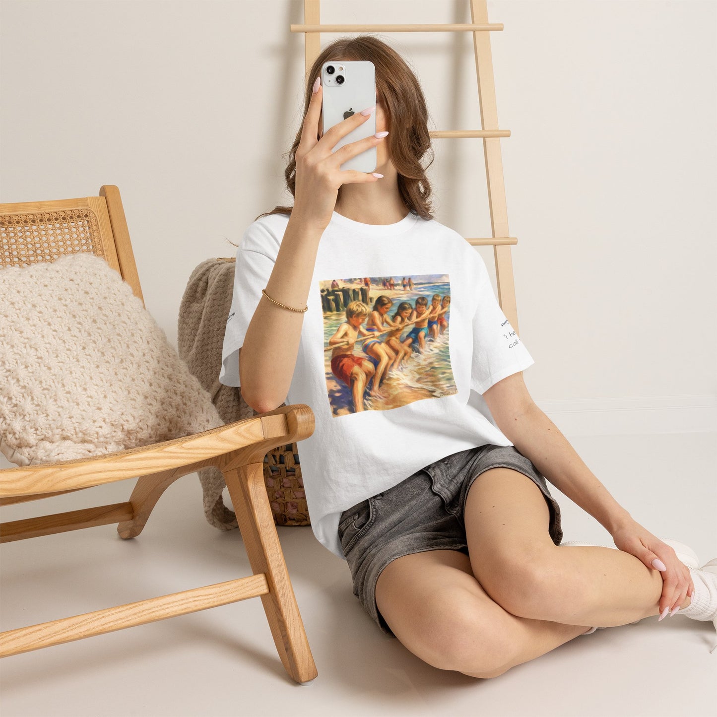 HoneySuckle Lodge Vintage Beach T-Shirt — "50+ years of fun in the sun" Retro Kids on Shore Design