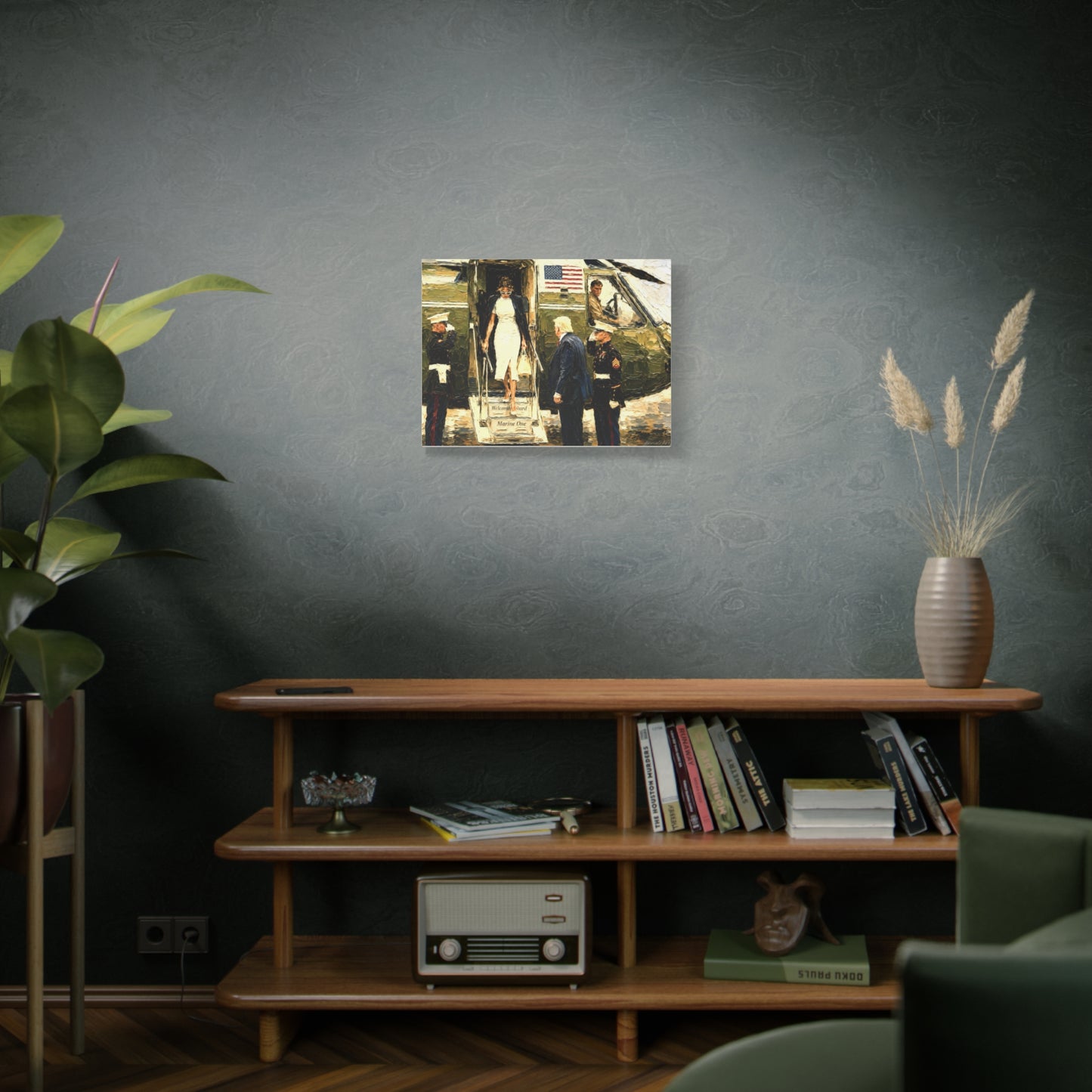 Marine One Arrival Canvas Print — Presidential Helicopter Scene Wall Art