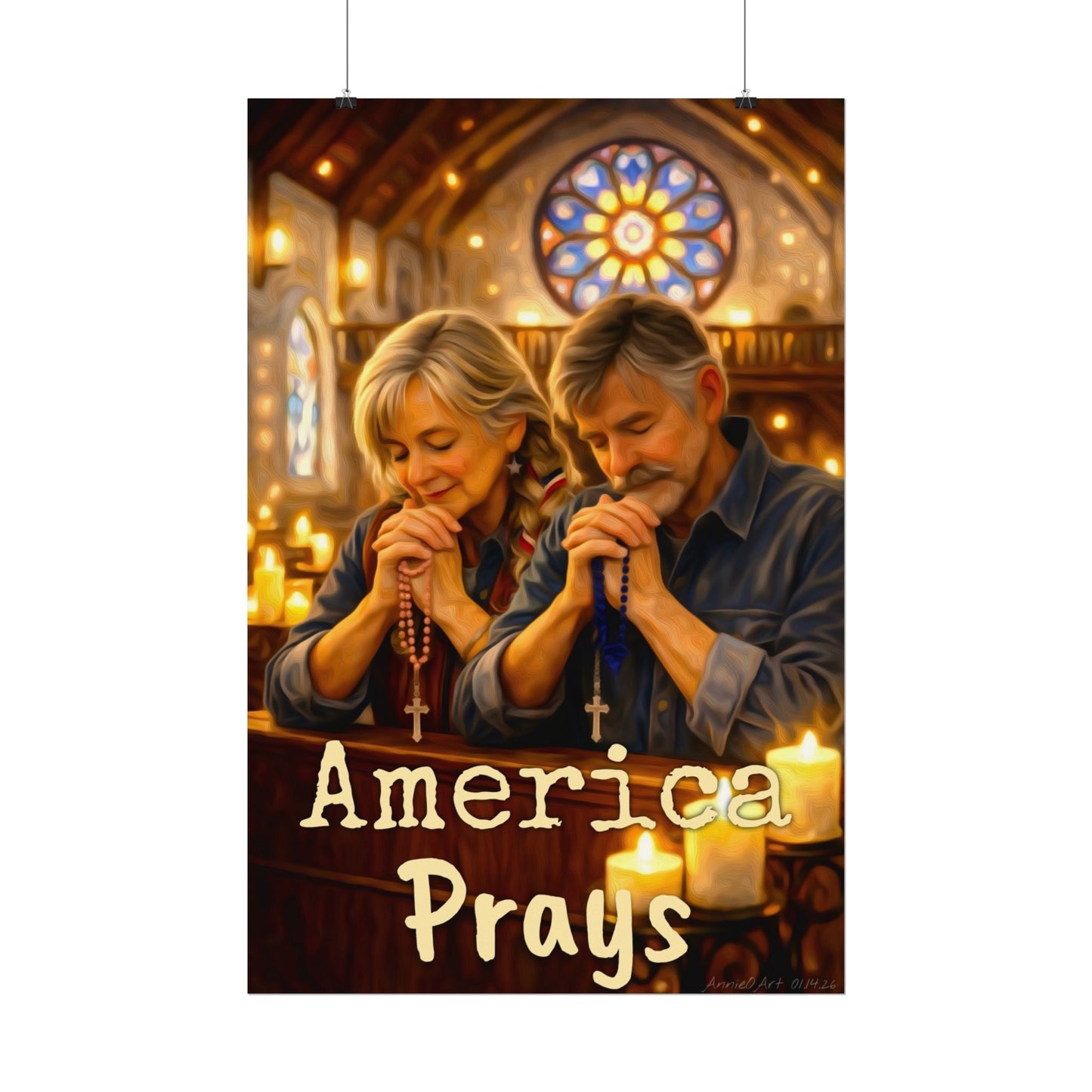 America Prays Watercolor Poster