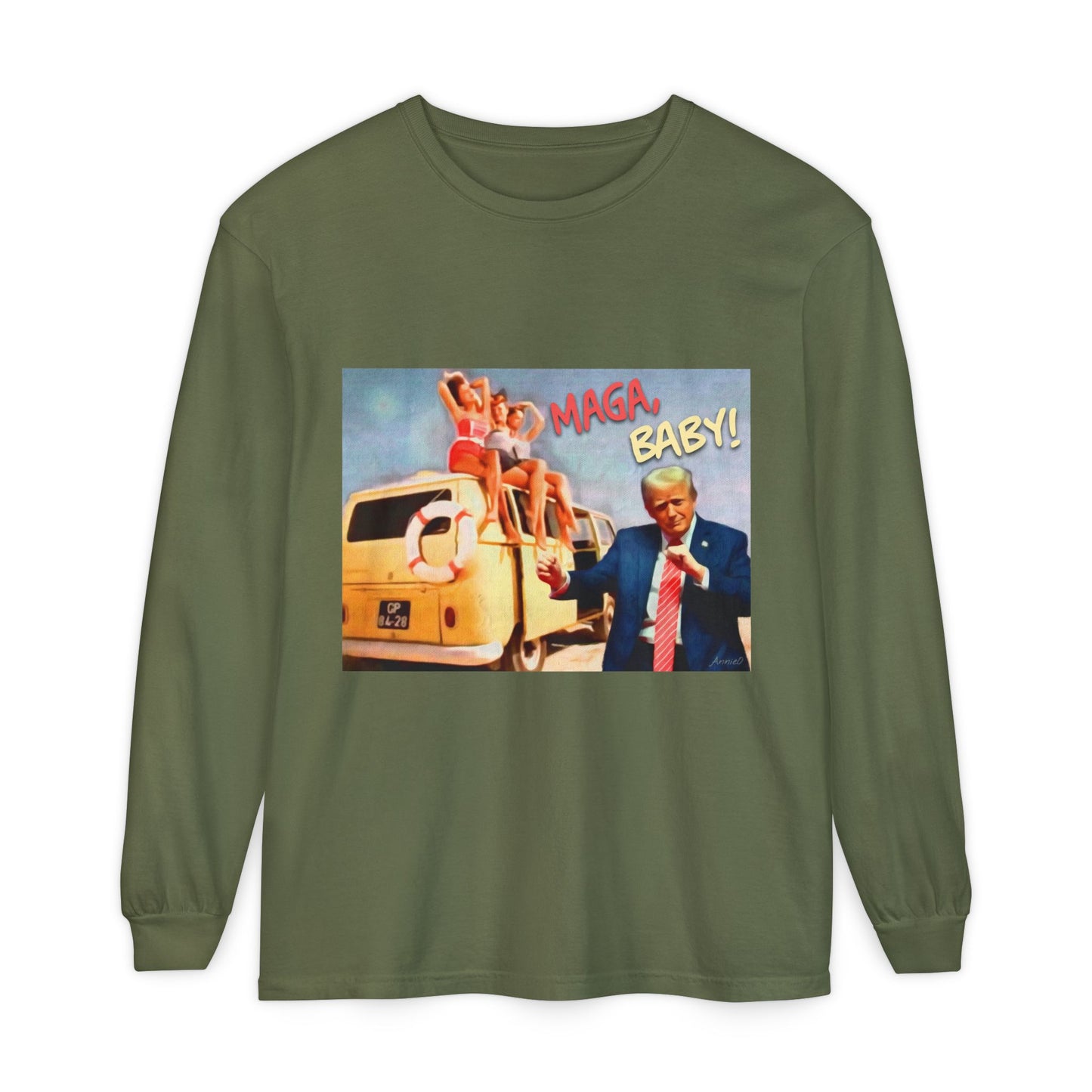 Being MAGA everywhere! Vintage Political Graphic Long Sleeve Tee — "MAGA Baby!" Design