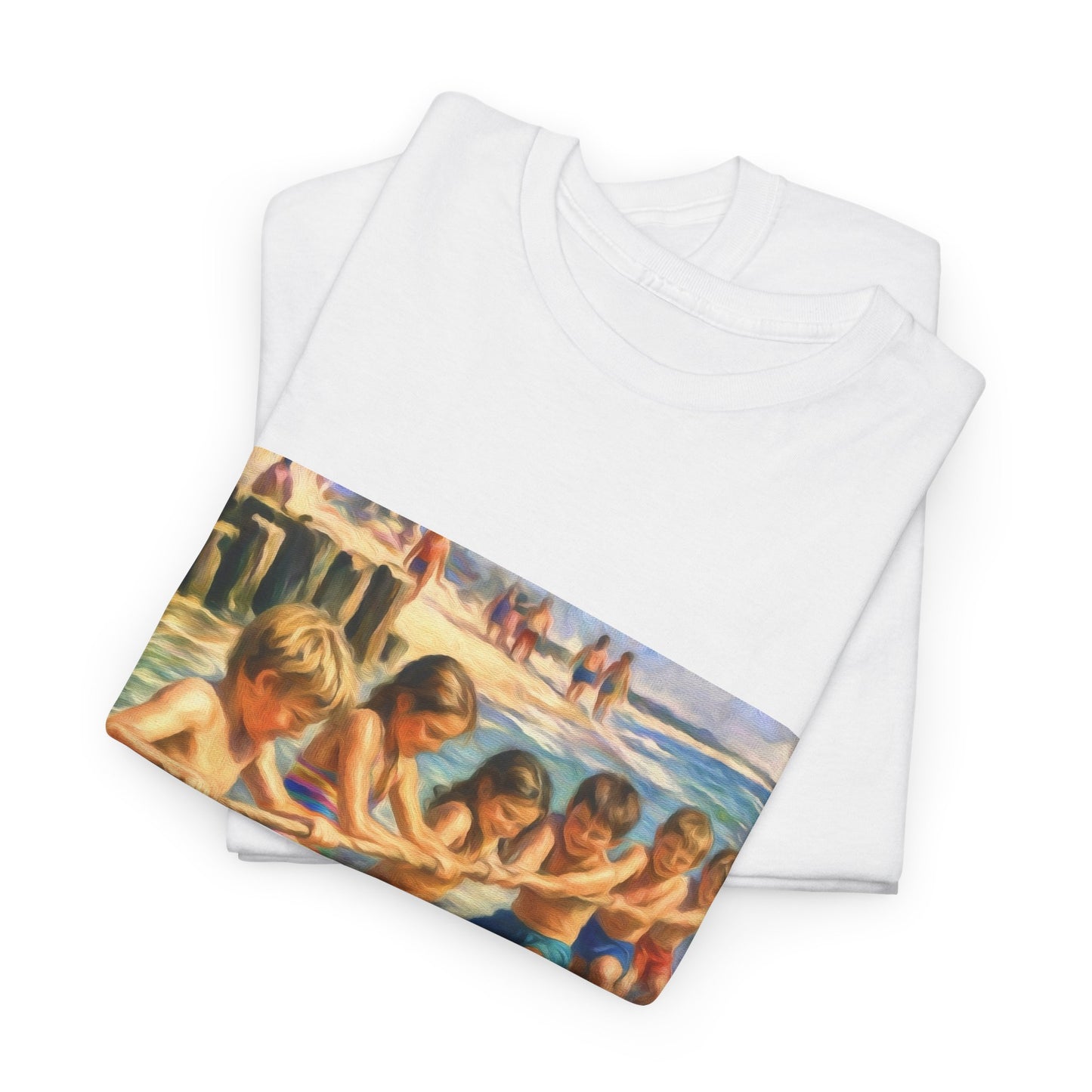 HoneySuckle Lodge Vintage Beach T-Shirt — "50+ years of fun in the sun" Retro Kids on Shore Design