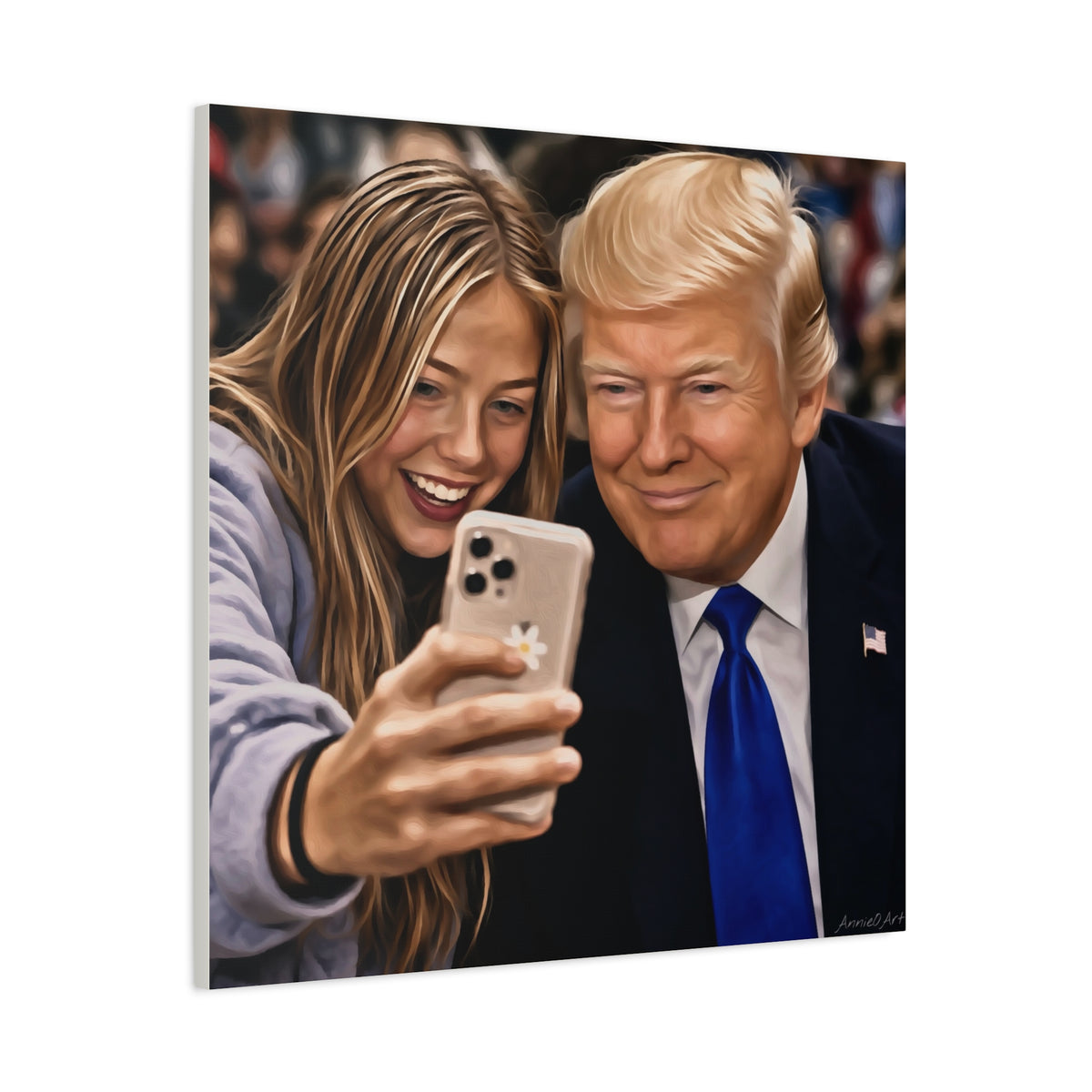 Trump Figure Selfie Matte Canvas Print
