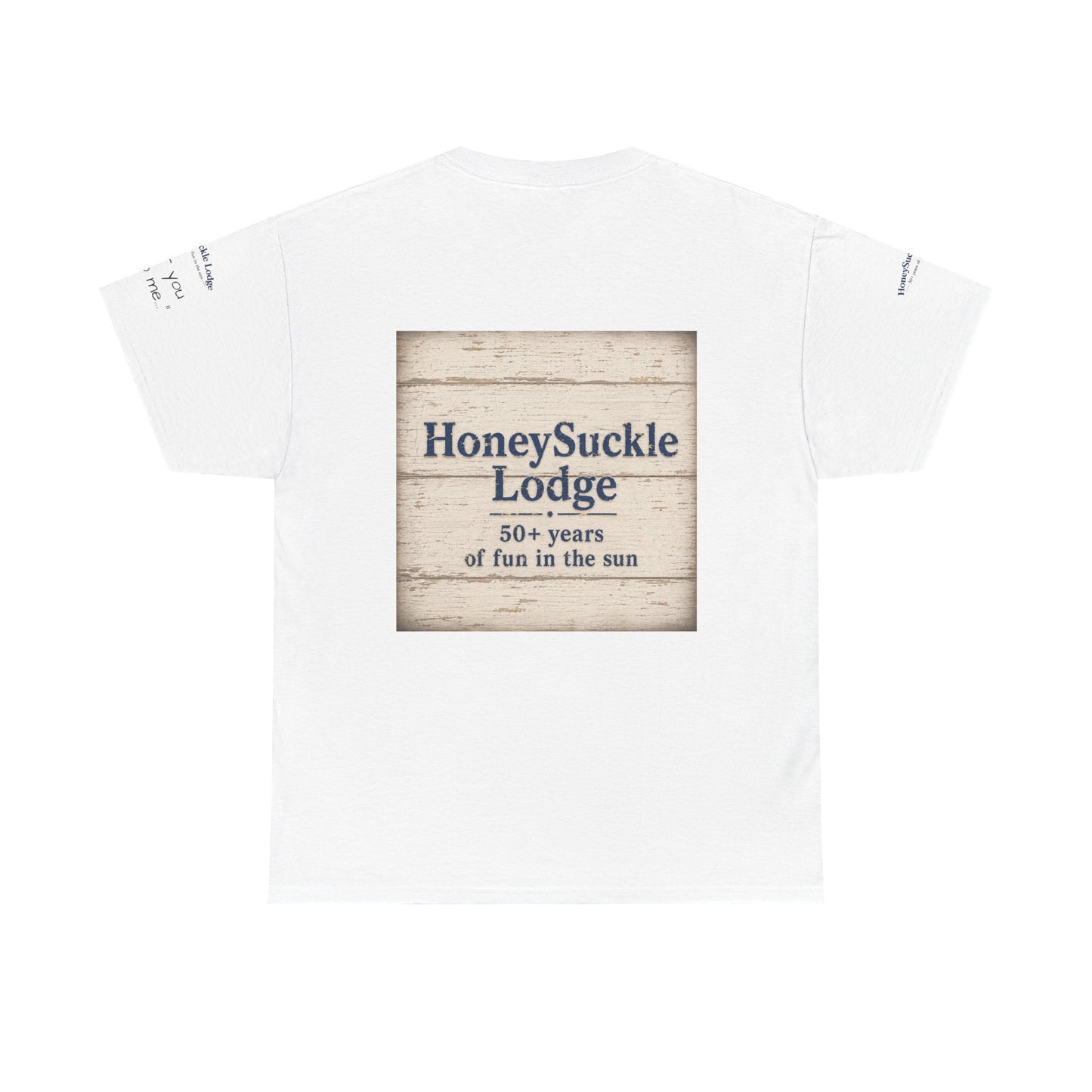 HoneySuckle Lodge Vintage Beach T-Shirt — "50+ years of fun in the sun" Retro Kids on Shore Design