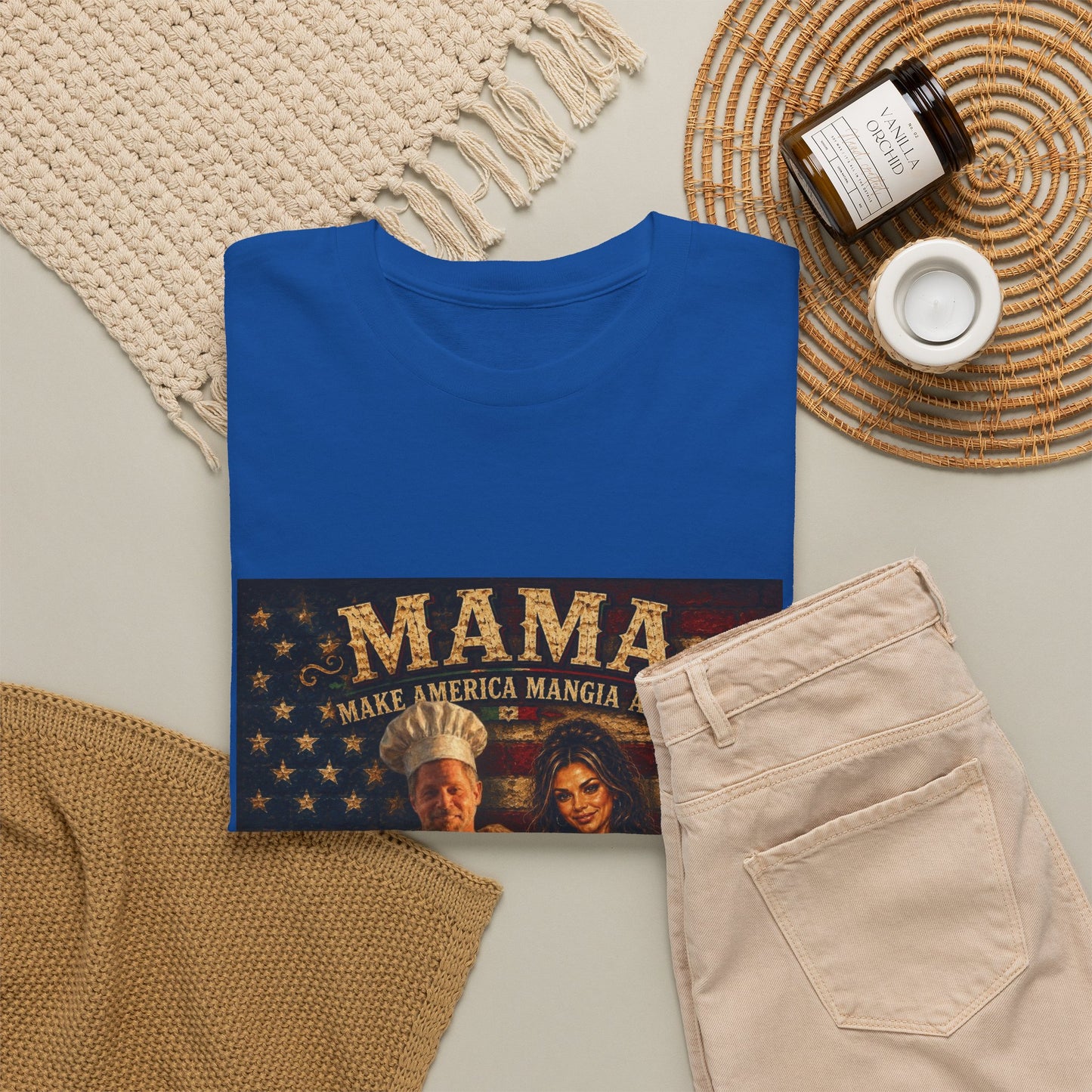 CUSTOM for MANDY—Mama Pizza Team T-Shirt — Retro American Flag Pizza Chef Graphic Tee