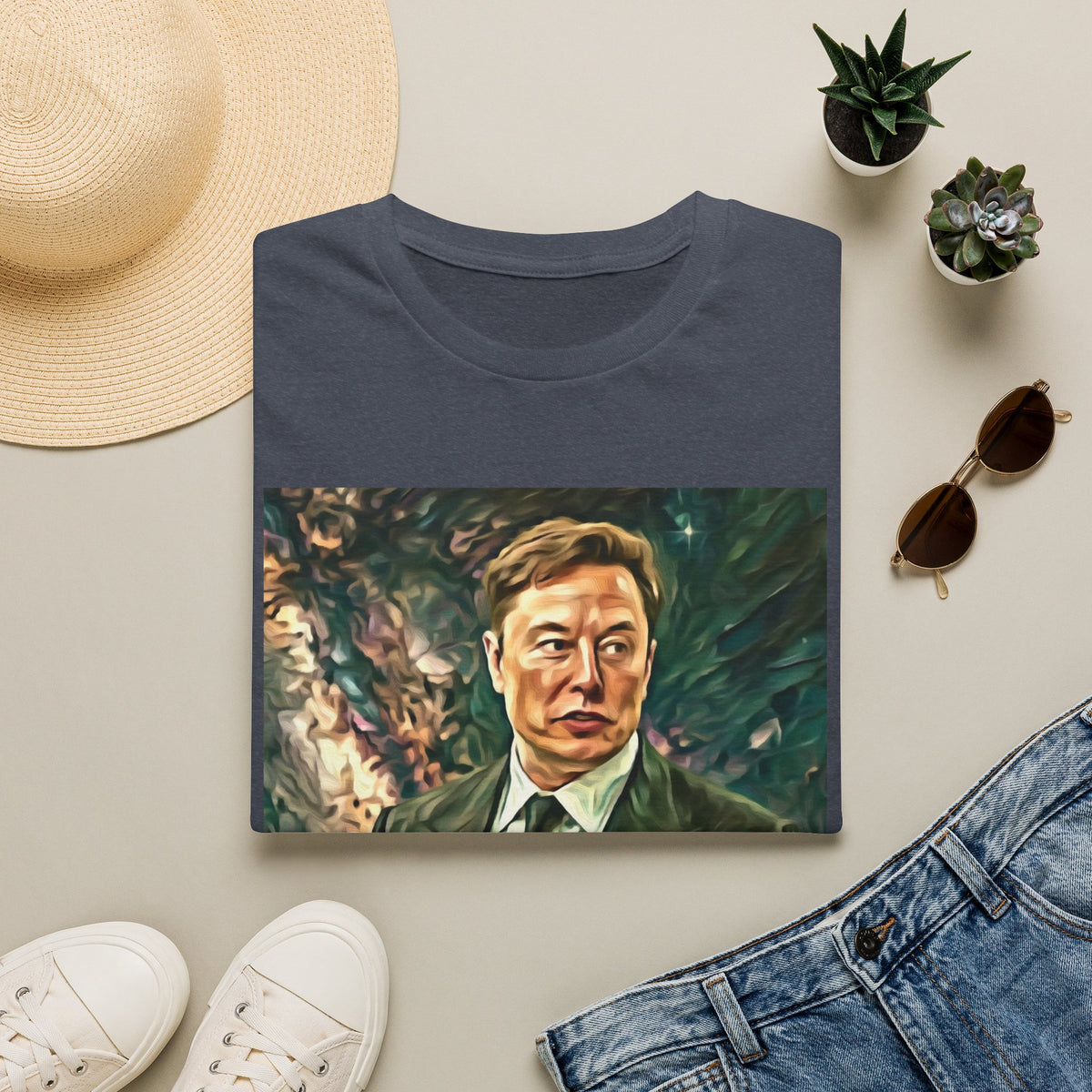 Elon Musk with Rocket— Graphic T-Shirt