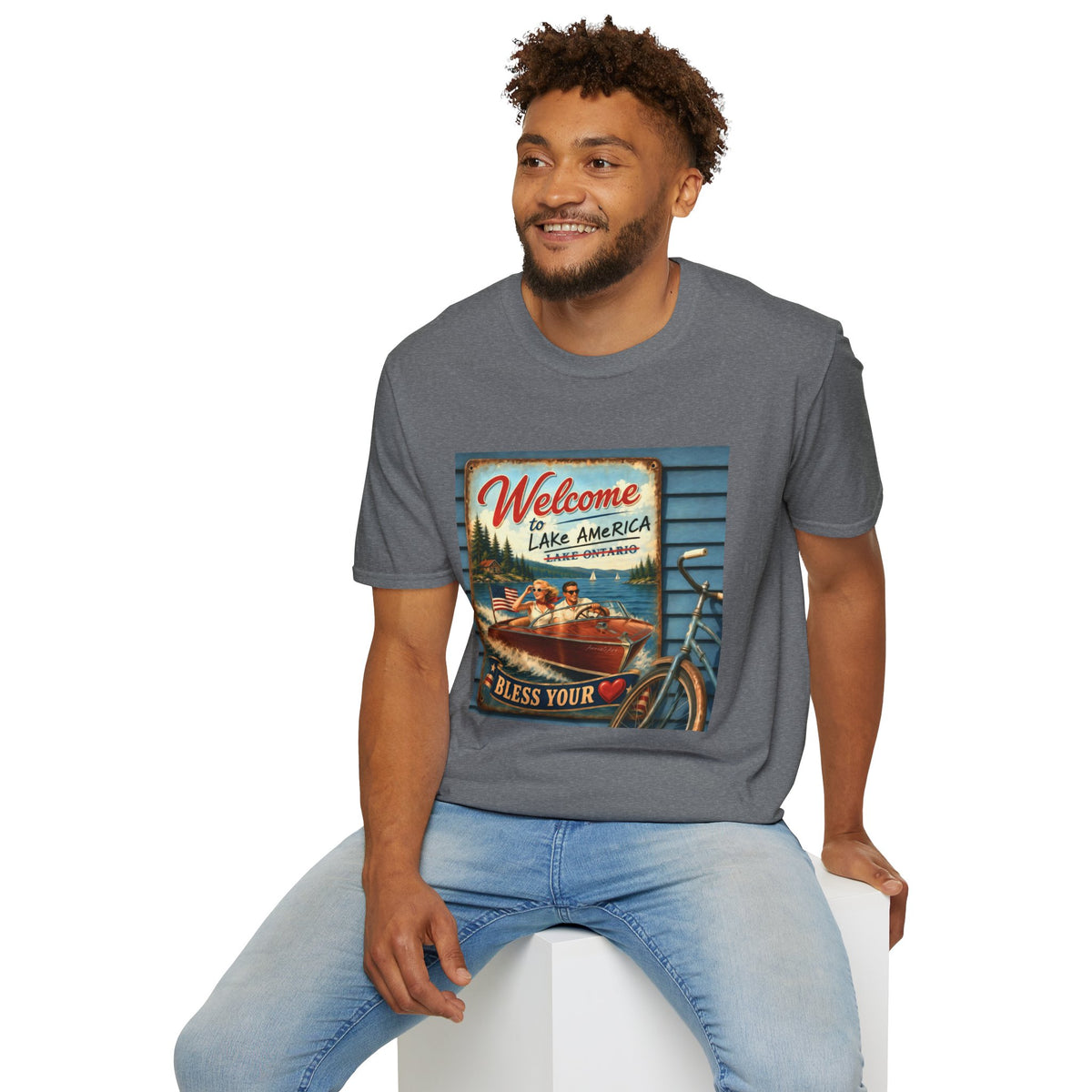 Lake America Welcome T-Shirt — Vintage Lake America Boating Vacation Tee