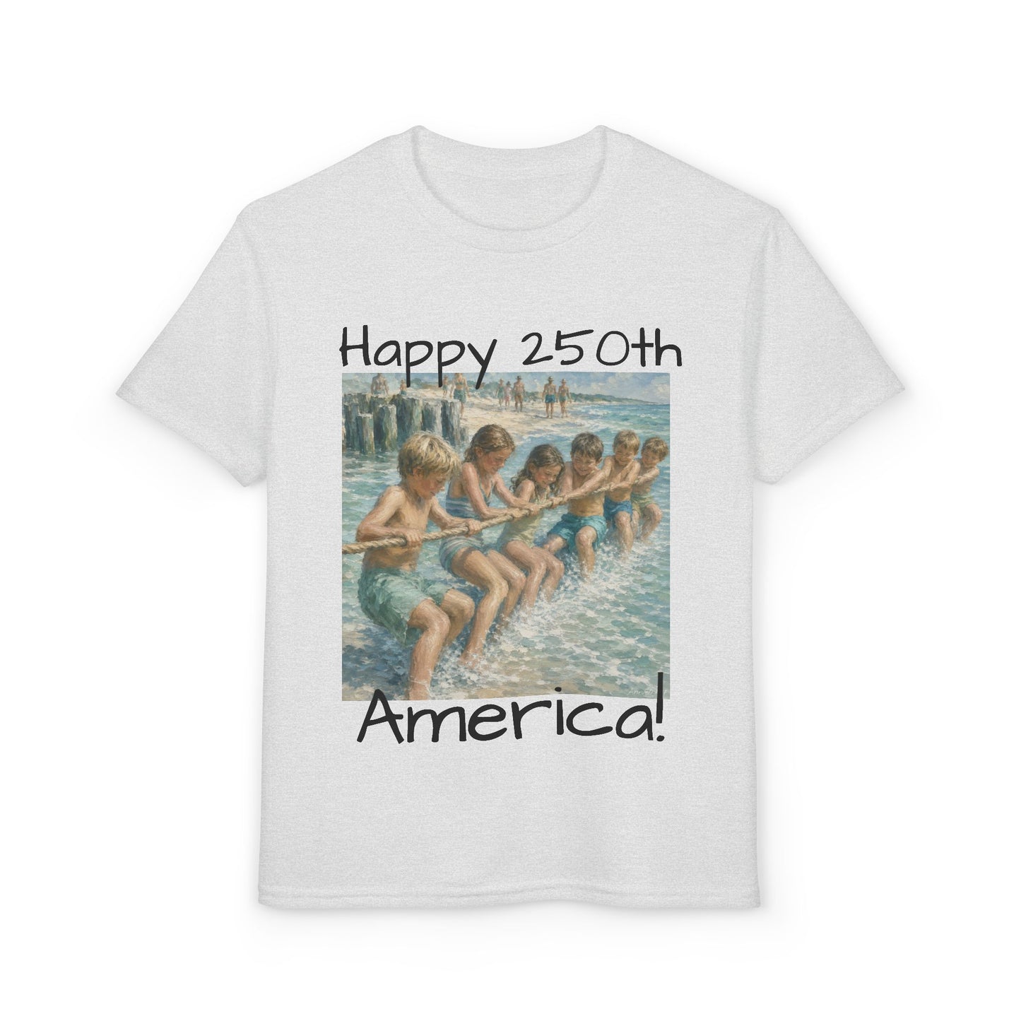 Youth Tee — "Happy 250th America!" Vintage Summer Beach Kids T‑Shirt