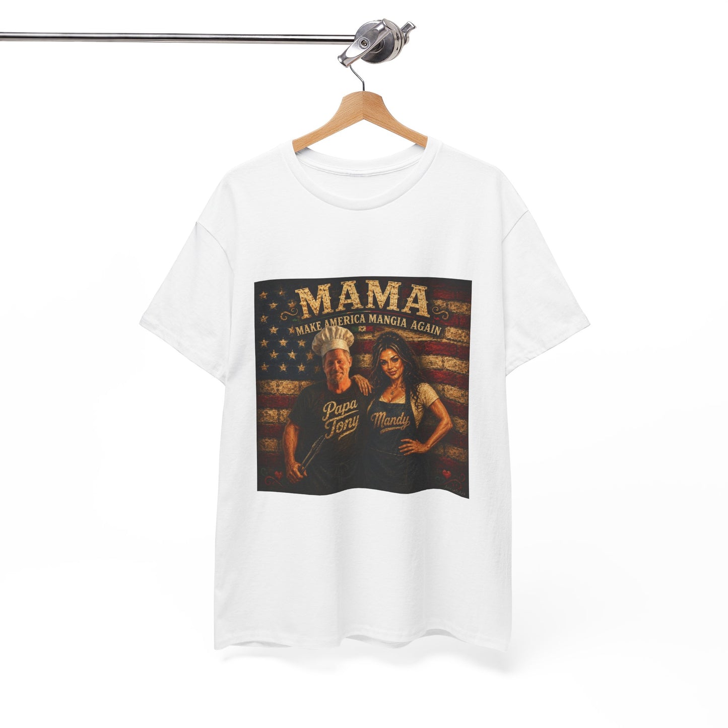 CUSTOM for MANDY—Mama Pizza Team T-Shirt — Retro American Flag Pizza Chef Graphic Tee