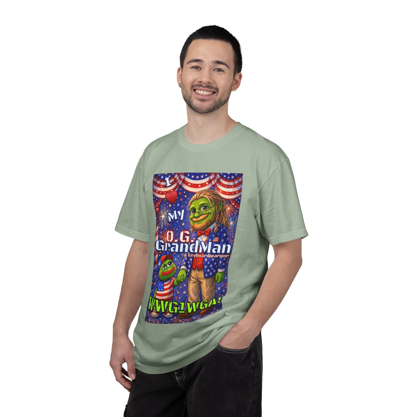 Grandpa/GrandMan Keyboard Warriors— "I ♥️ My O.G. GrandMan" Patriotic Pepe Graphic (WWG1WGA)