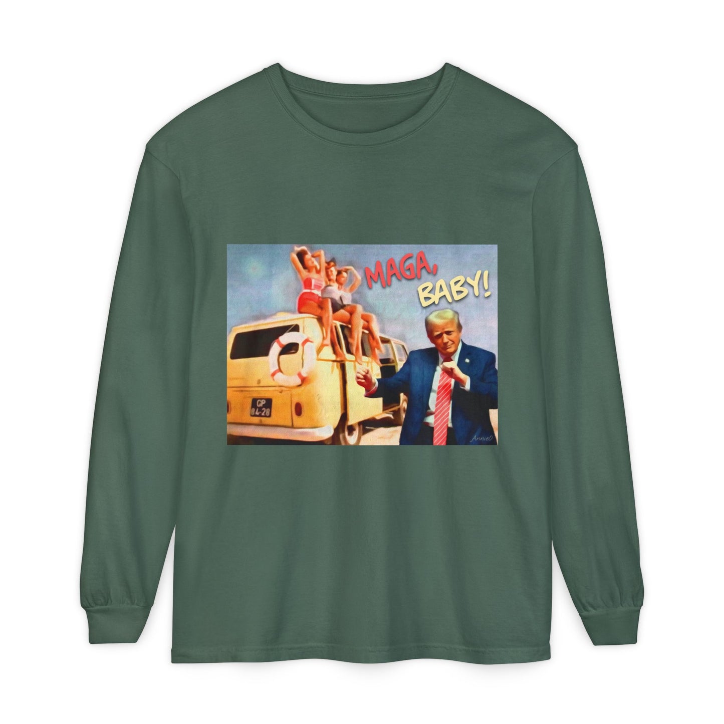 Being MAGA everywhere! Vintage Political Graphic Long Sleeve Tee — "MAGA Baby!" Design