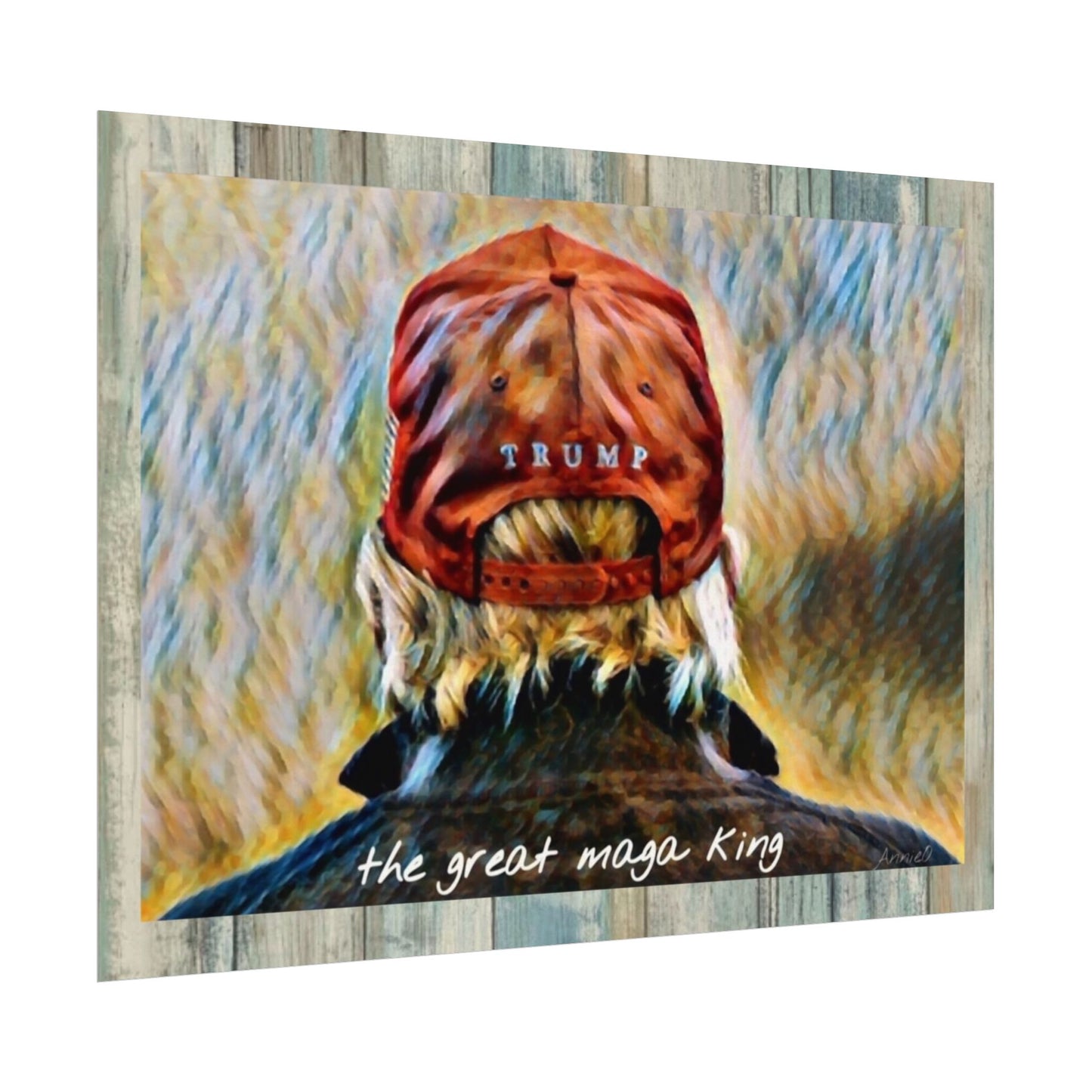 Textured Watercolor Matte Poster — 'The Great MAGA King' Red Hat Artwork