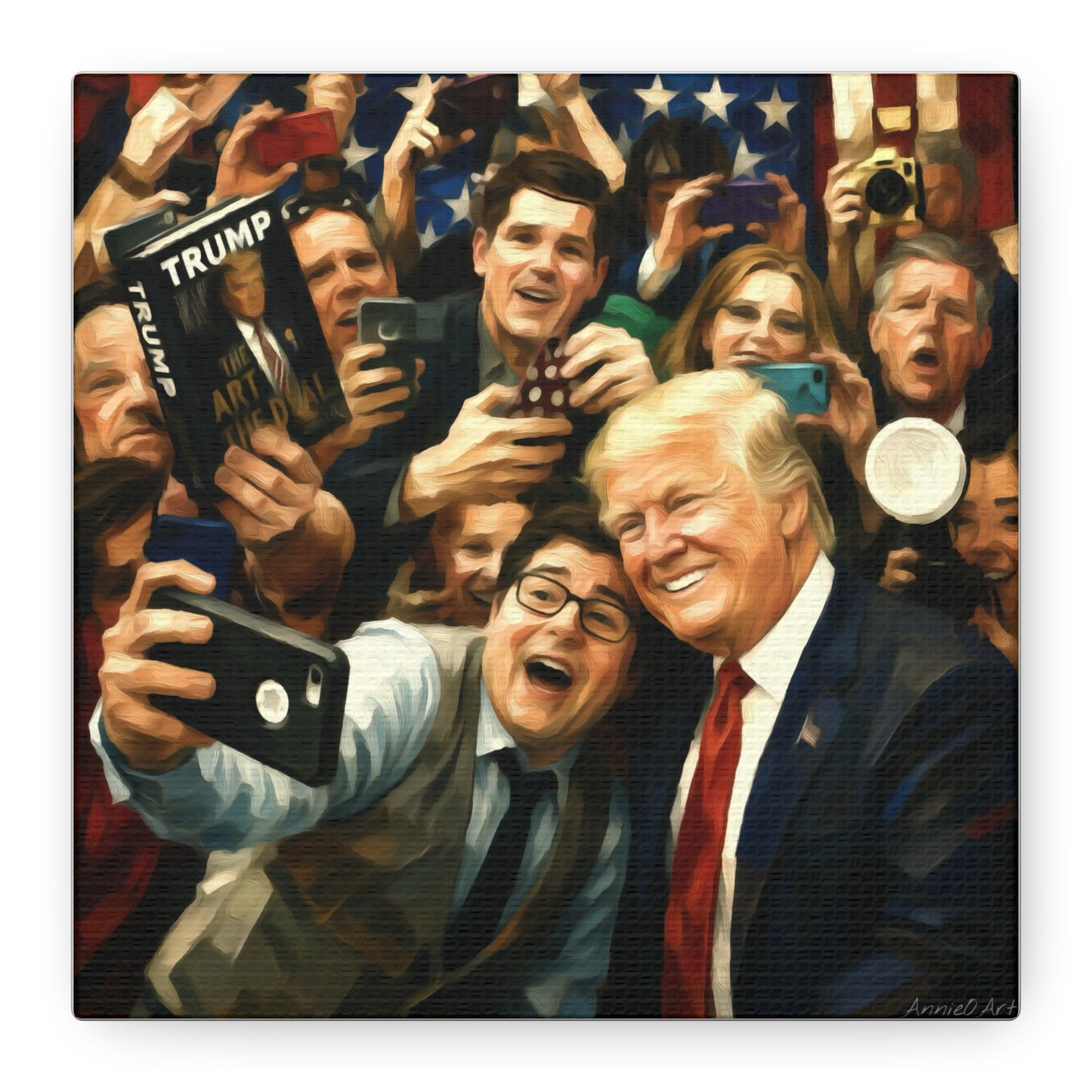 Trump Patriotic Crowd Selfie Canvas - Stretched Matte Wall Art