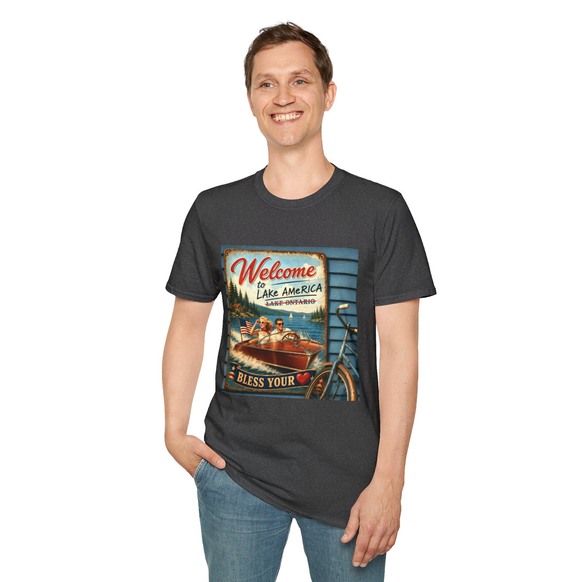 Lake America Welcome T-Shirt — Vintage Lake America Boating Vacation Tee