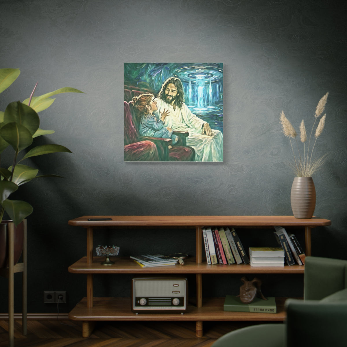 Jesus with Child Matte Canvas Wall Art — Stretched 1.25" Inspirational Christian Decor
