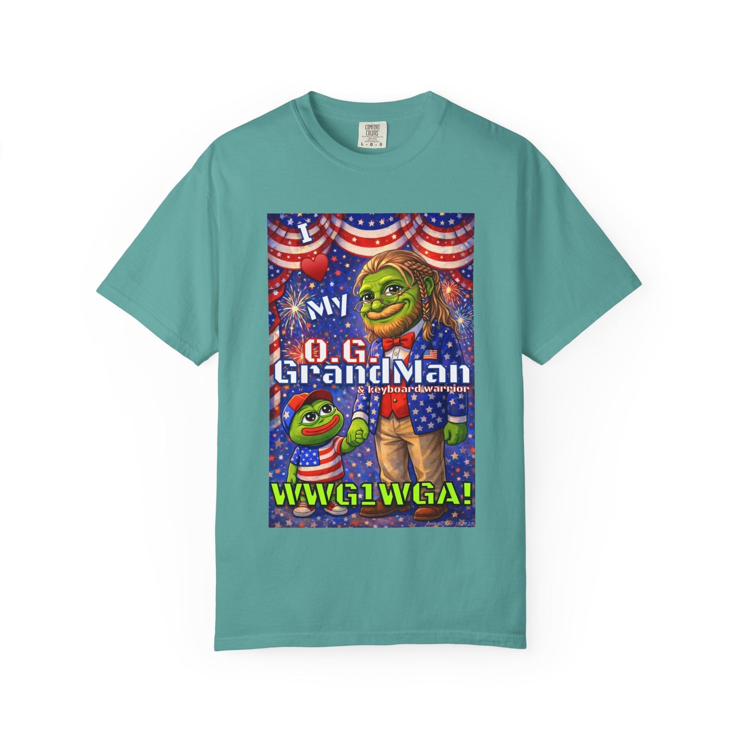 Grandpa/GrandMan Keyboard Warriors— "I ♥️ My O.G. GrandMan" Patriotic Pepe Graphic (WWG1WGA)