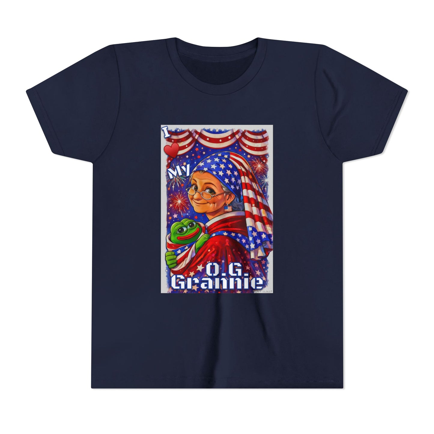 Grandma Anons & Keyboard Warriors for your Littles, “I ♥️ My O.G. Grannie" Youth T-Shirt – American Flag Grandma Design