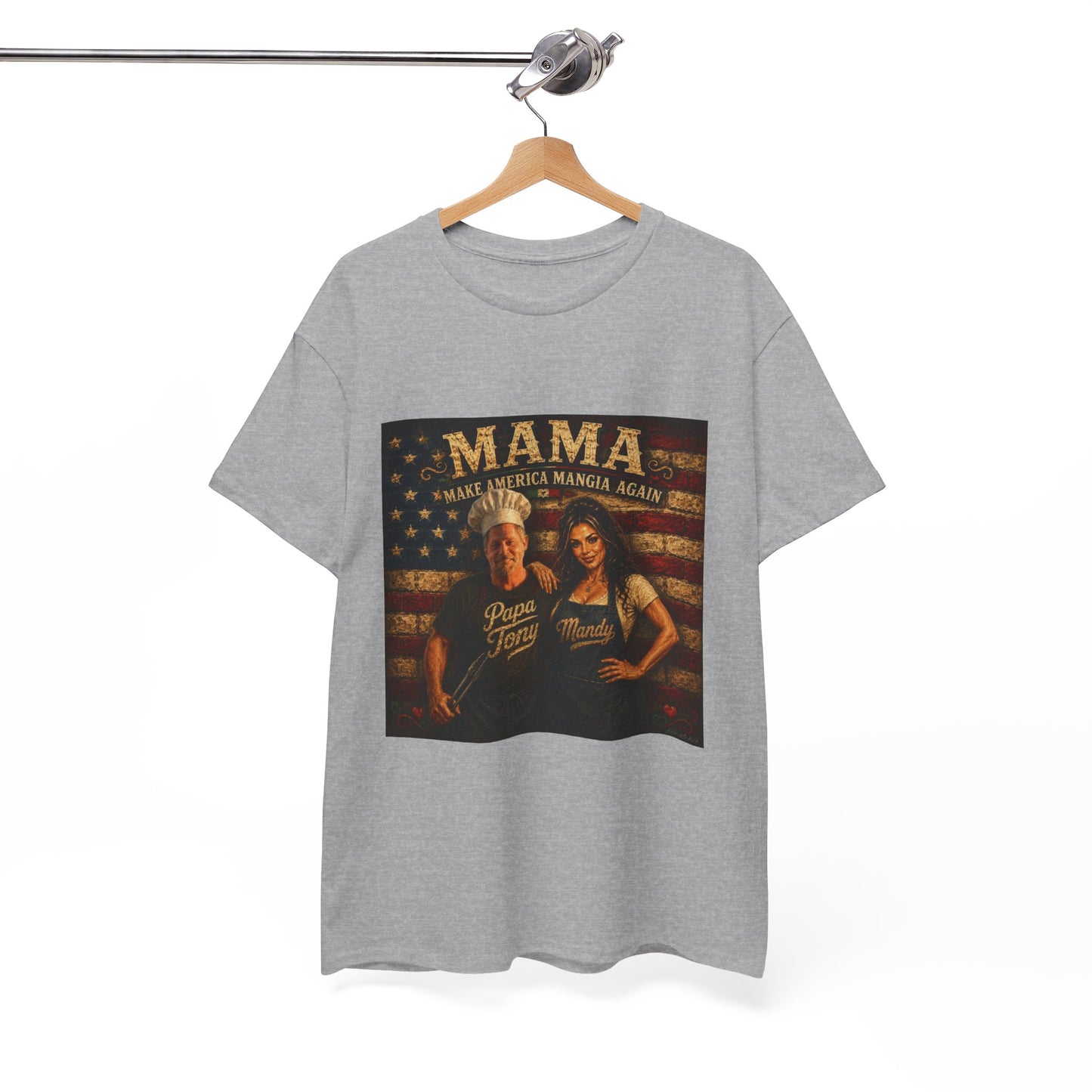 CUSTOM for MANDY—Mama Pizza Team T-Shirt — Retro American Flag Pizza Chef Graphic Tee