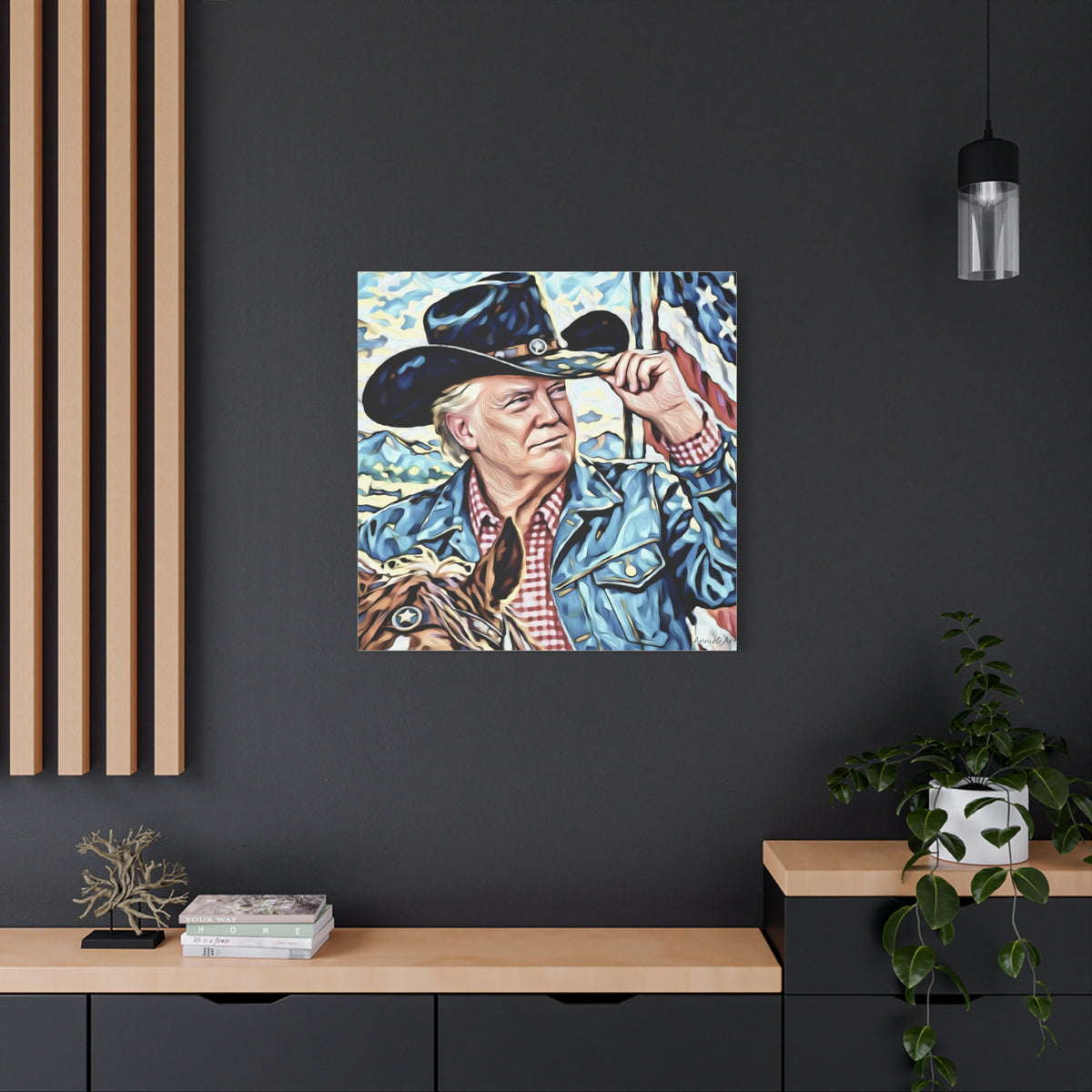 Trump Patriotic Cowboy Portrait Canvas