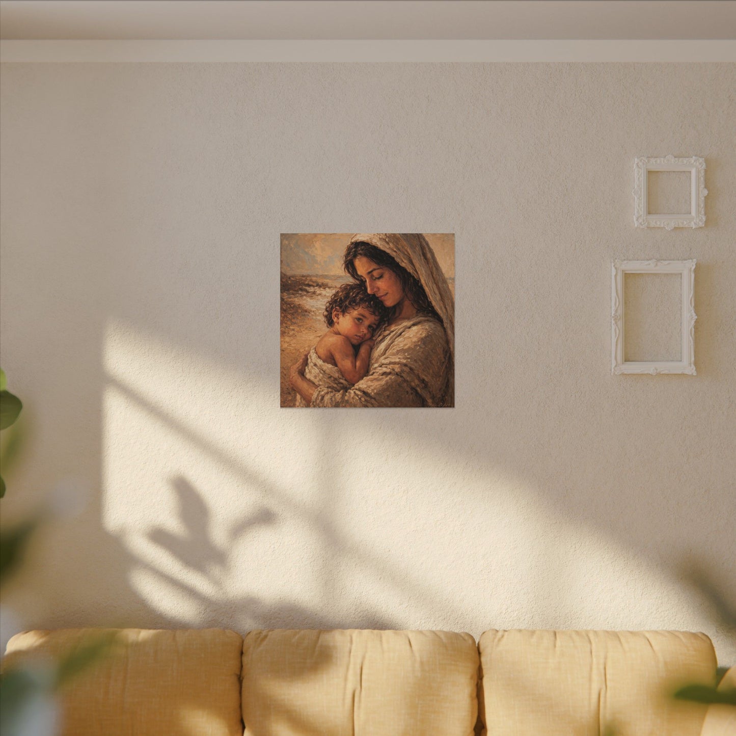Mary and Jesus Matte Canvas Wall Art — Tender Embrace Spiritual Nursery Decor