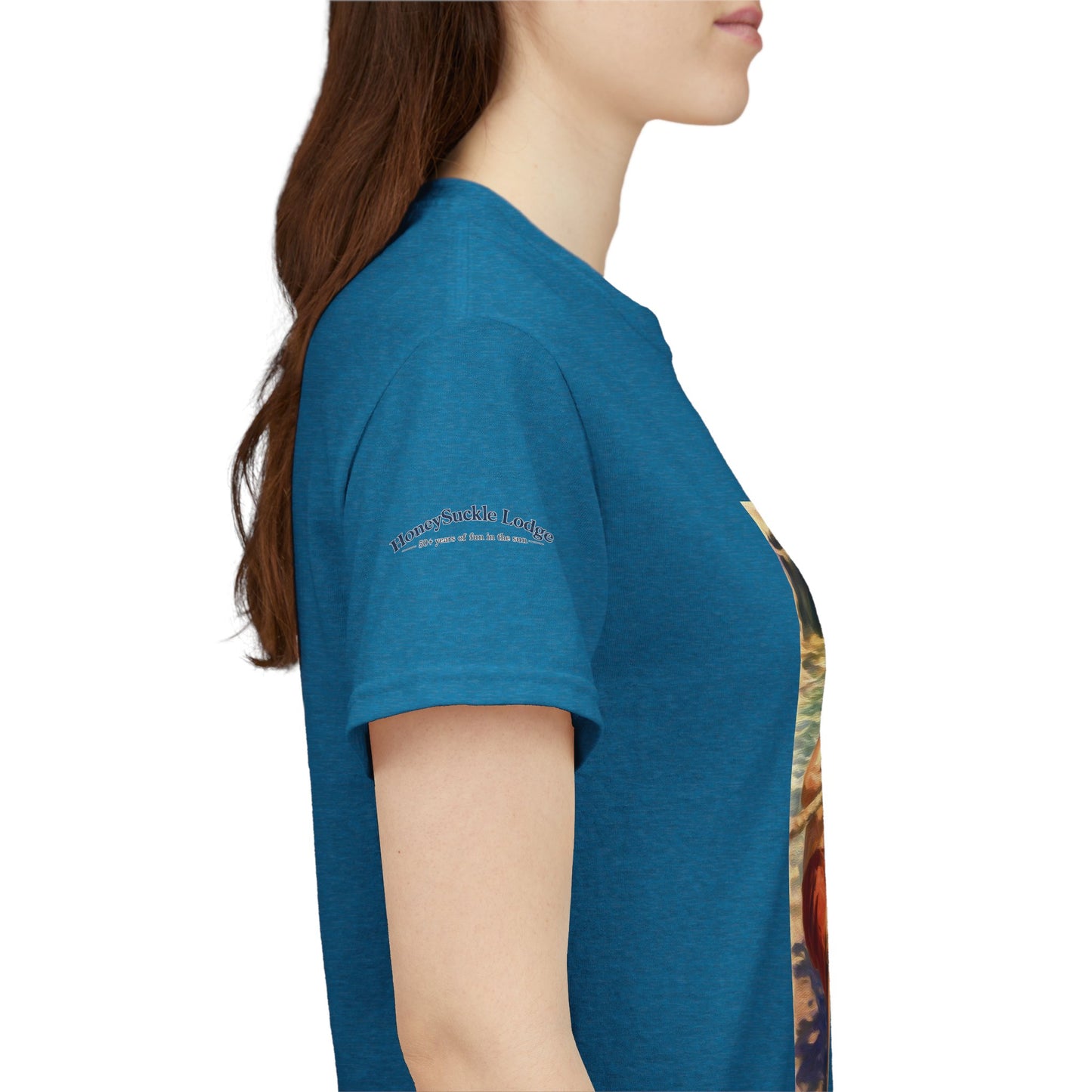HoneySuckle Lodge Vintage Beach T-Shirt — "50+ years of fun in the sun" Retro Kids on Shore Design