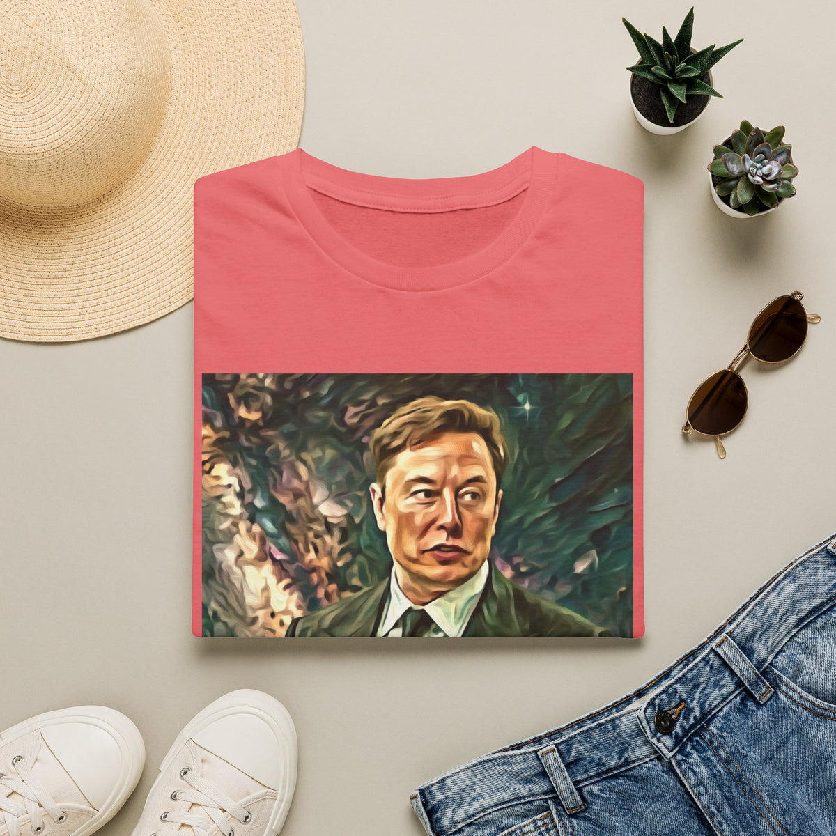 Elon Musk with Rocket— Graphic T-Shirt