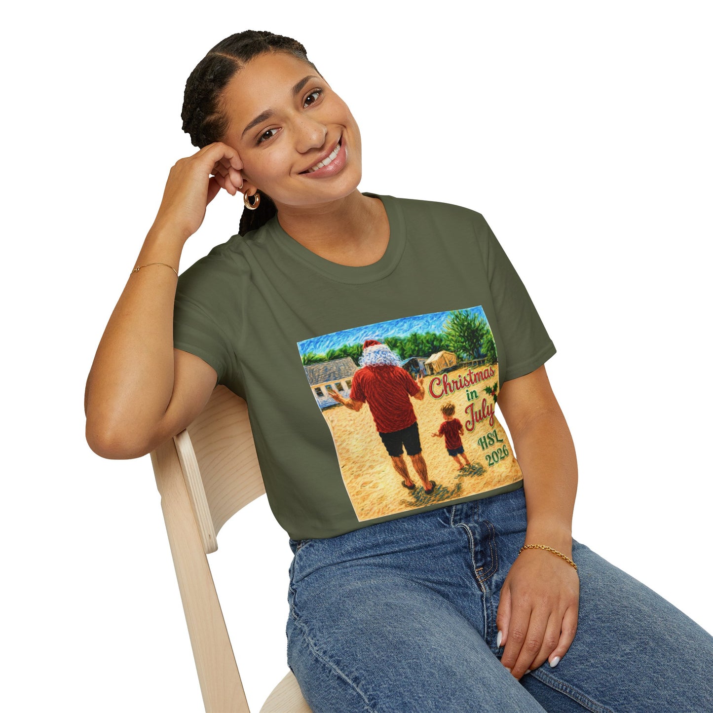 T-Shirt — Christmas in July Santa Beach Graphic Tee