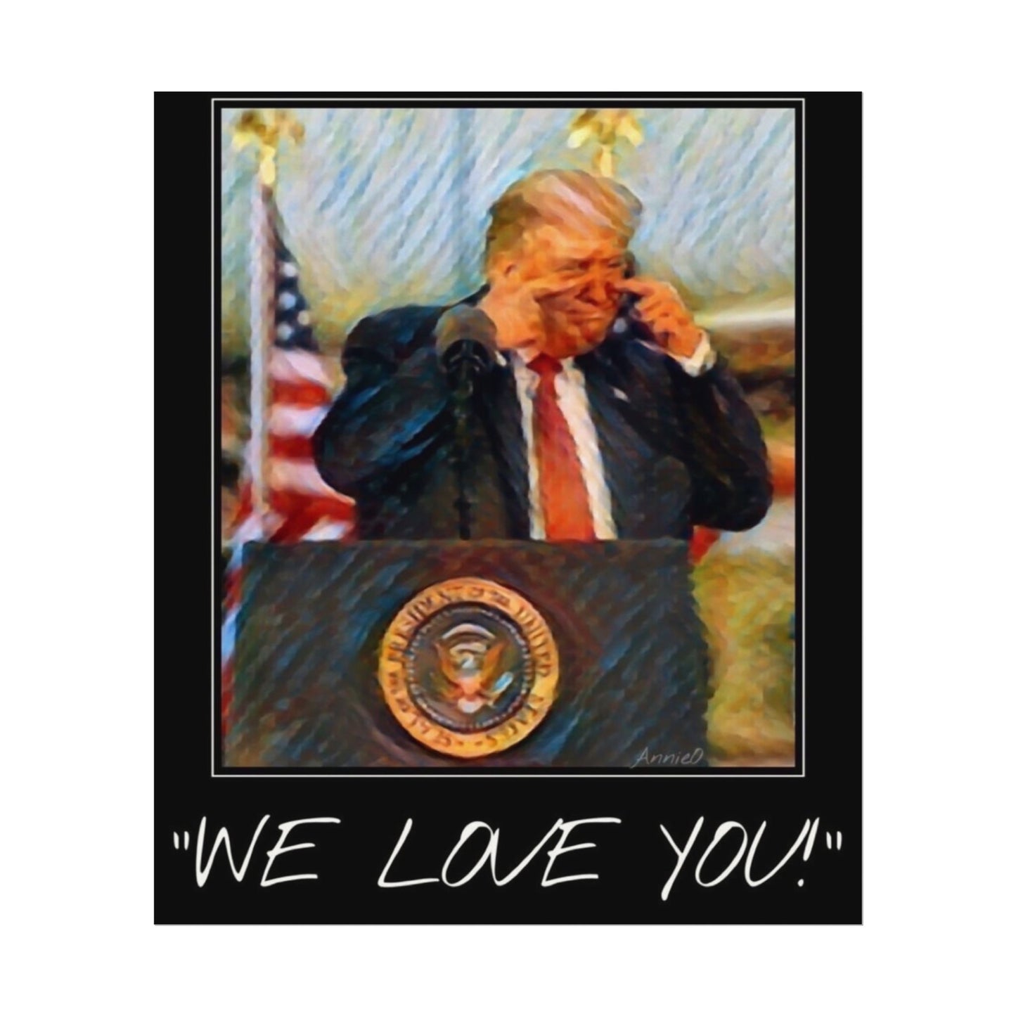 Patriotic Watercolor Matte Poster — Presidential Podium Artwork