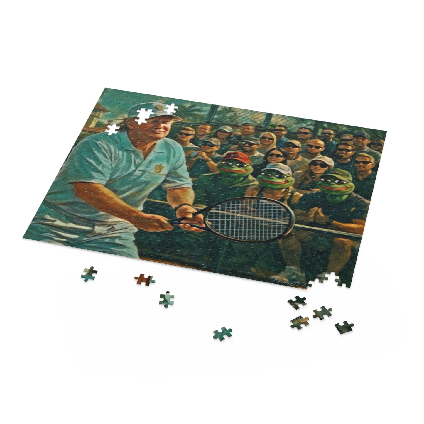 Trump Tennis Crowd Jigsaw Puzzle — Vintage Match Scene (120/252/500 pcs)