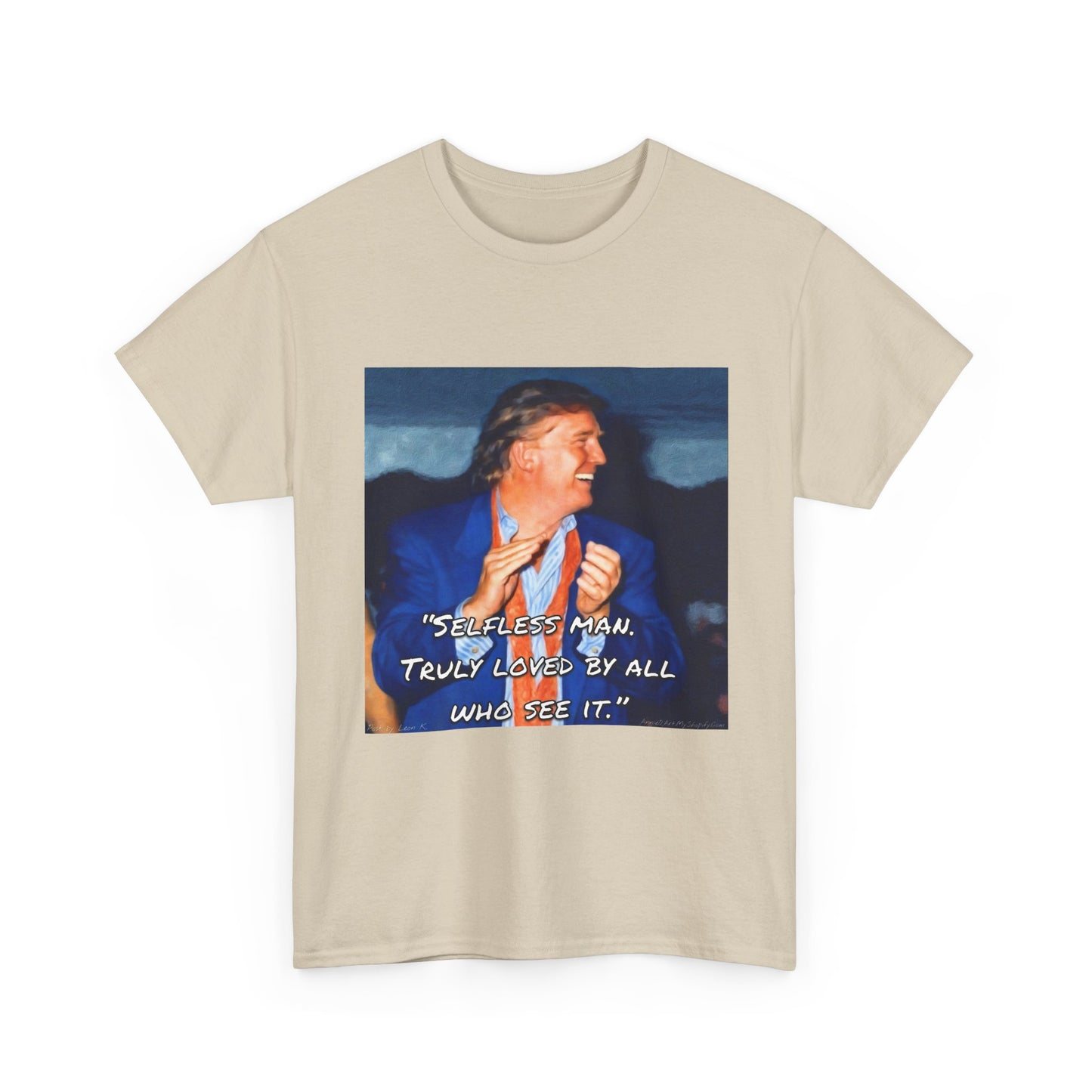 Vintage Portrait Tee with Quote – “Selfless Man, Truly Loved by All Who See It”