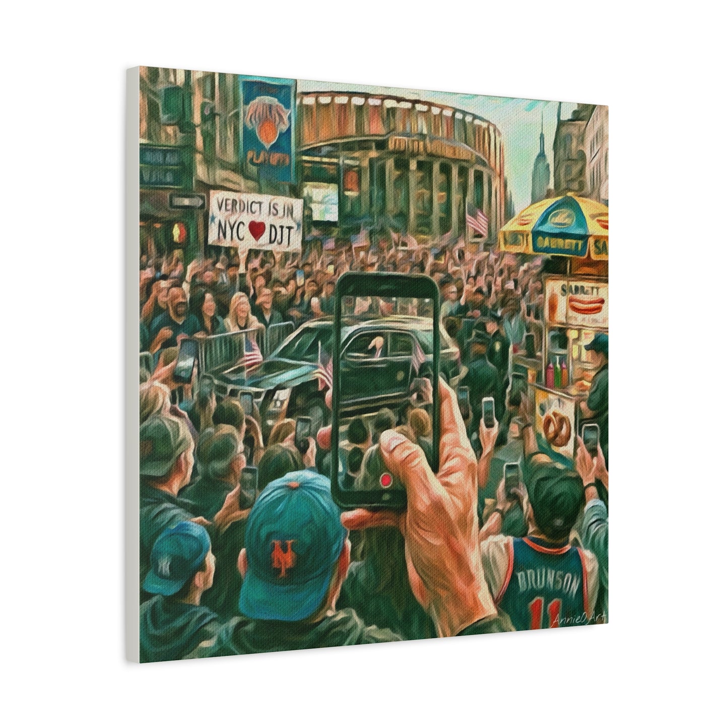 Trump Cheered At The Garden— Canvas Art - NYC Crowd Cheering with Phone Recording (Stretched 1.25")