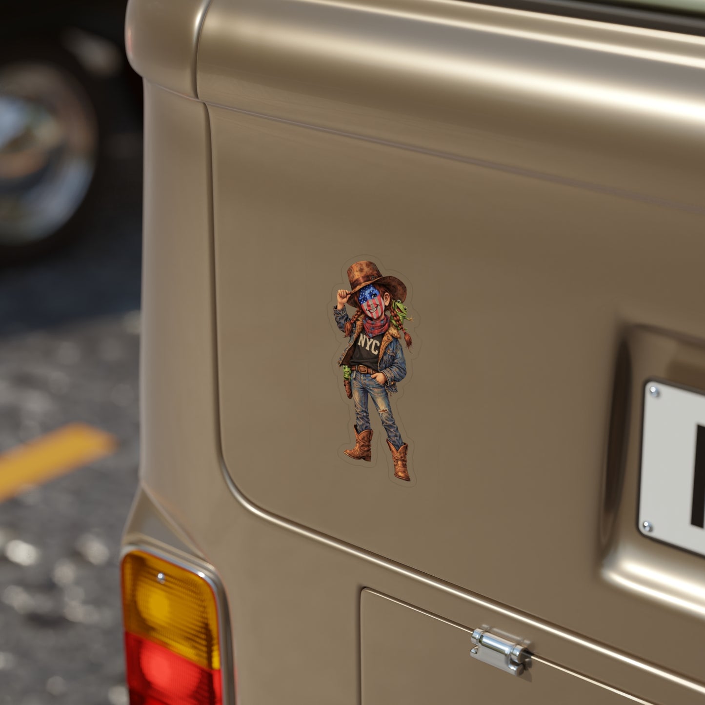 Patriotic Cowgirl Die-Cut Sticker — NYC Patriotic Cowgirl (AnnieO) (Outdoor Transparent)