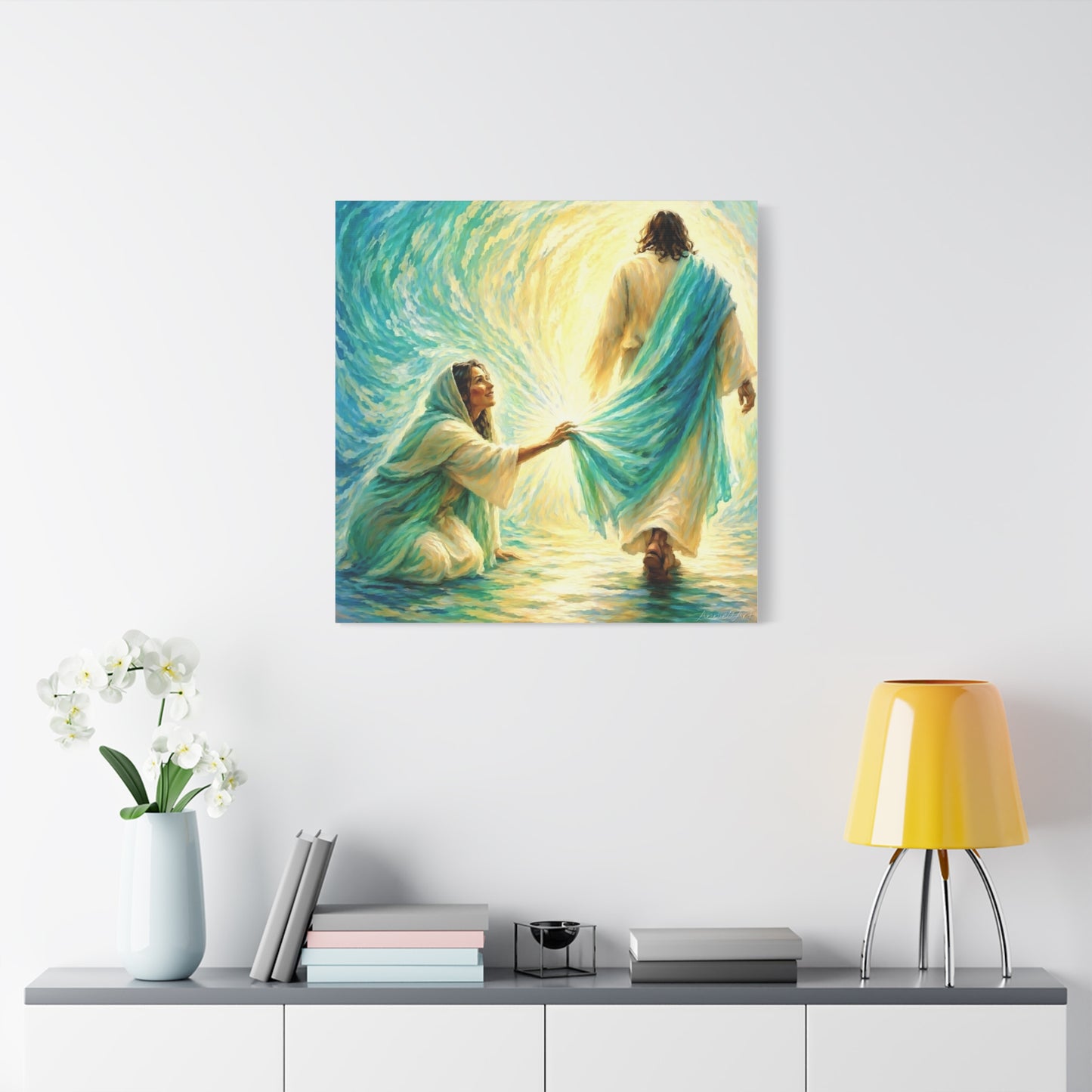 Jesus and the Woman Touching His Cloak - Inspirational Matte Canvas Wall Art