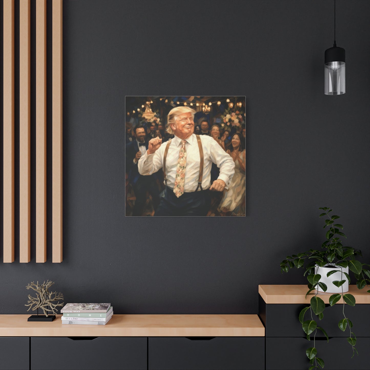 Vintage Festive Trump Dancing Canvas Wall Art