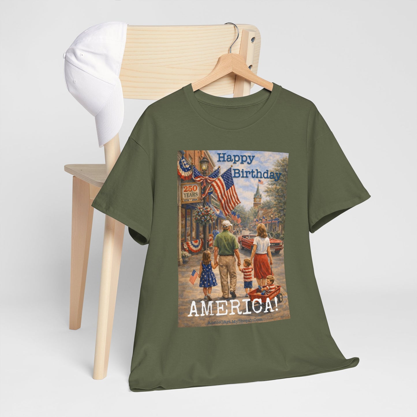 250th Patriotic "Happy Birthday America!" T-Shirt — Vintage Fourth of July Tee
