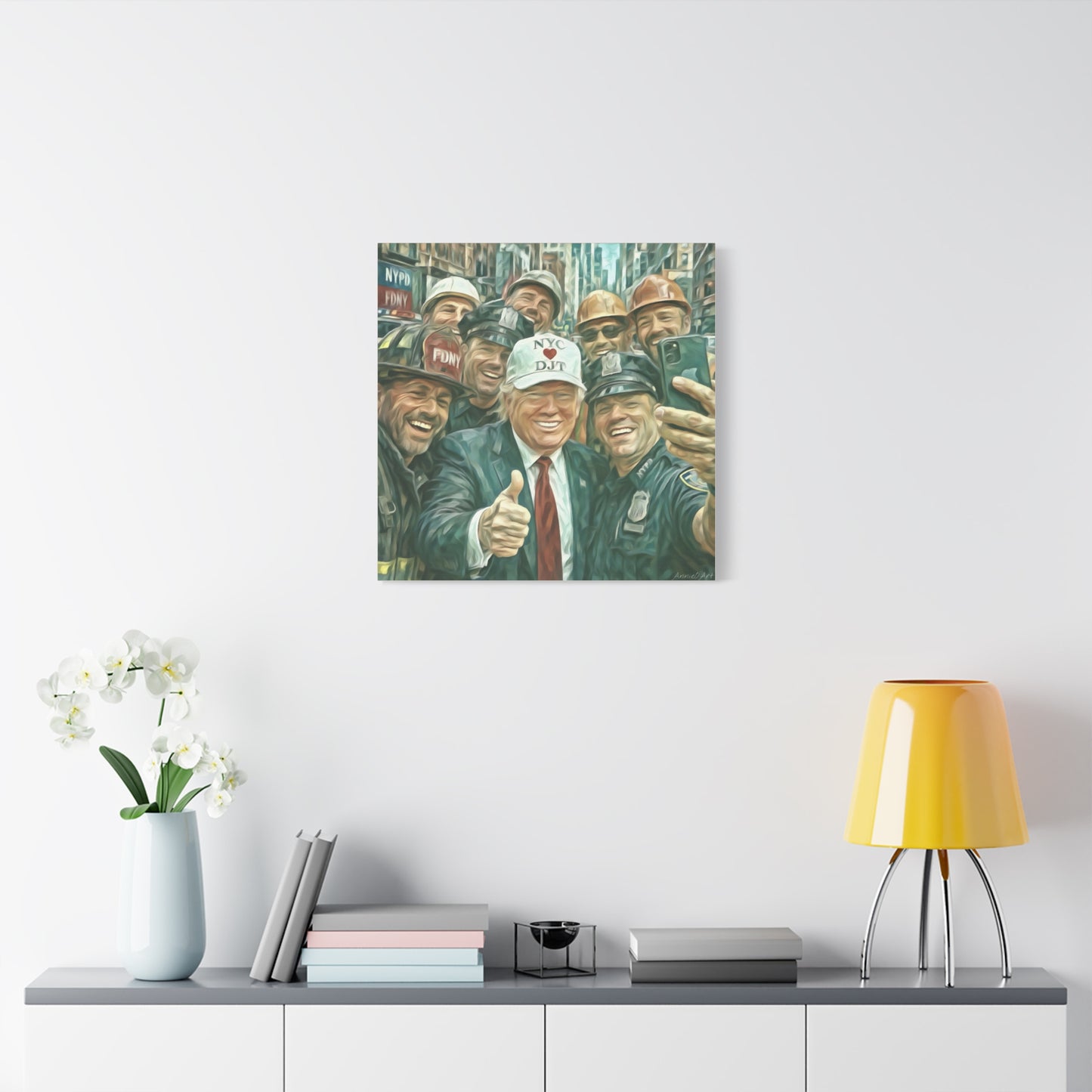 Trump ‘NYC❤️DJT’ - THE Blue-Collar-Billionaire w/ NYC Working Guys —Matte Canvas Print