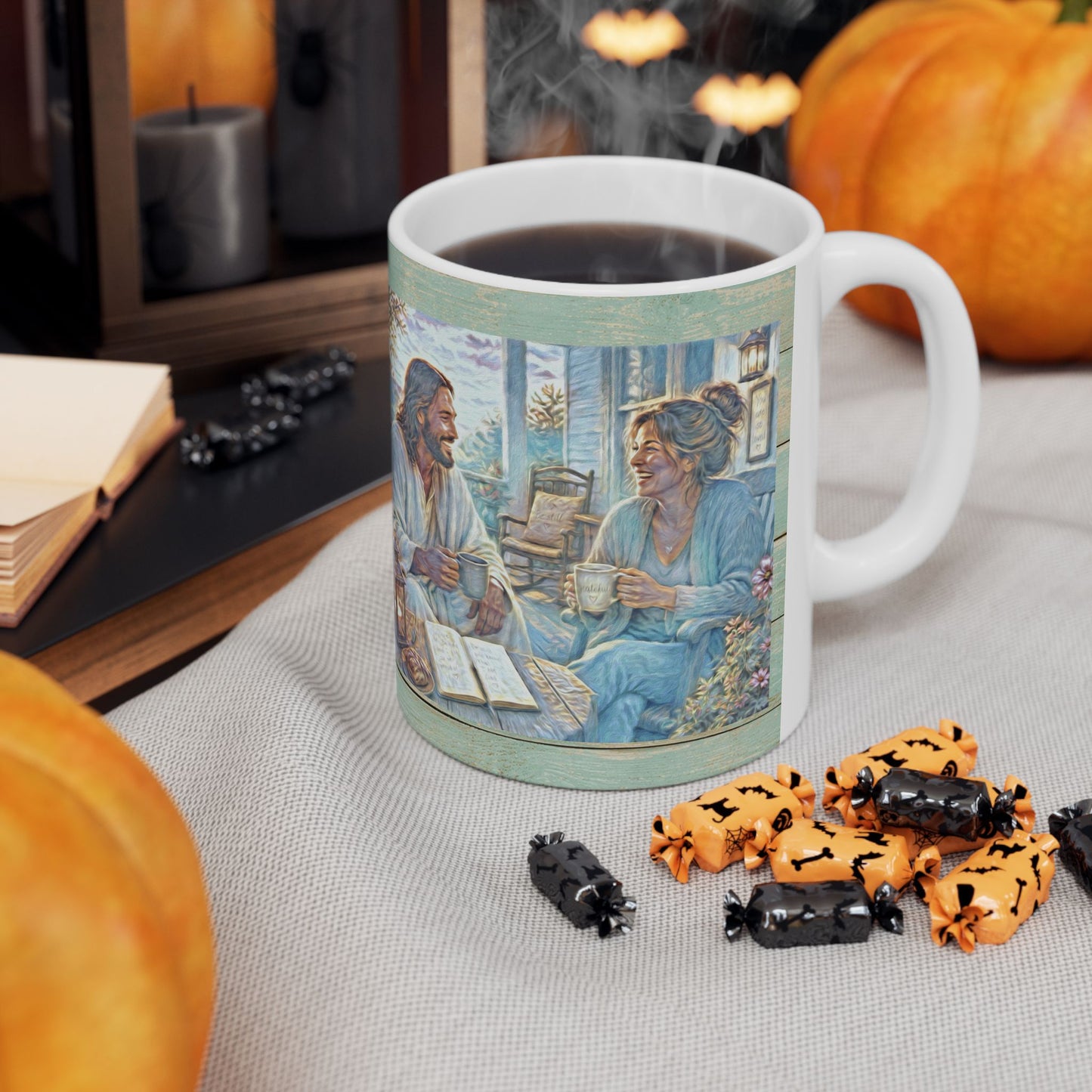 Coffee with Jesus Ceramic Mug – Inspirational Coffee Cup (11oz)