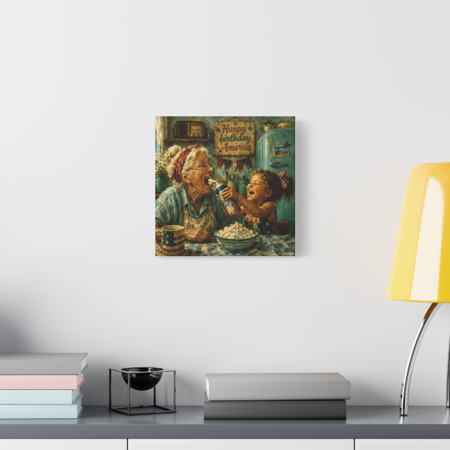 Fourth of July Grandma & Granddaughter Matte Canvas Wall Art