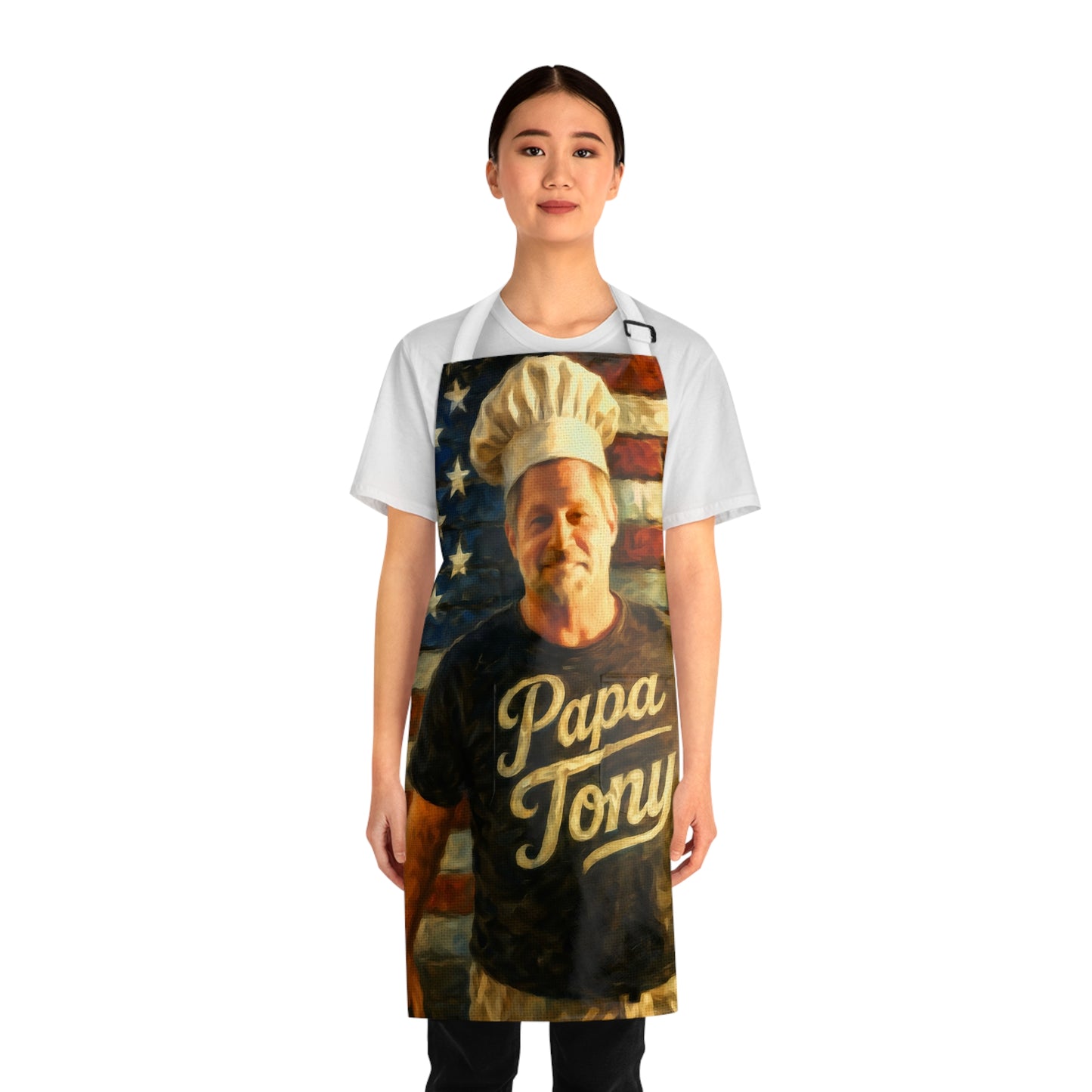 CUSTOM APRON for MANDY—Papa Tony Chef Apron – Patriotic American Flag BBQ Apron