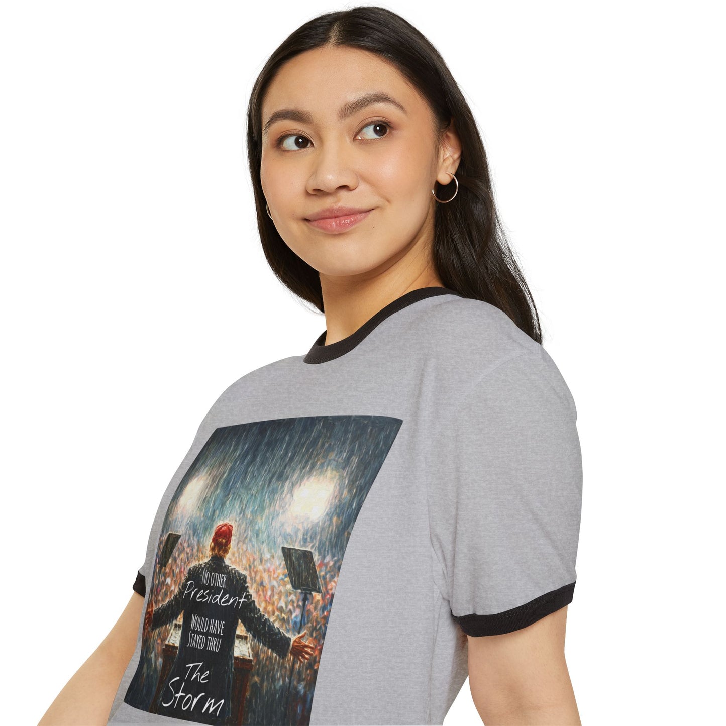 Trump Ringer T-Shirt — "The Storm" Front Graphic & "Happy Birthday America" Back Retro Print