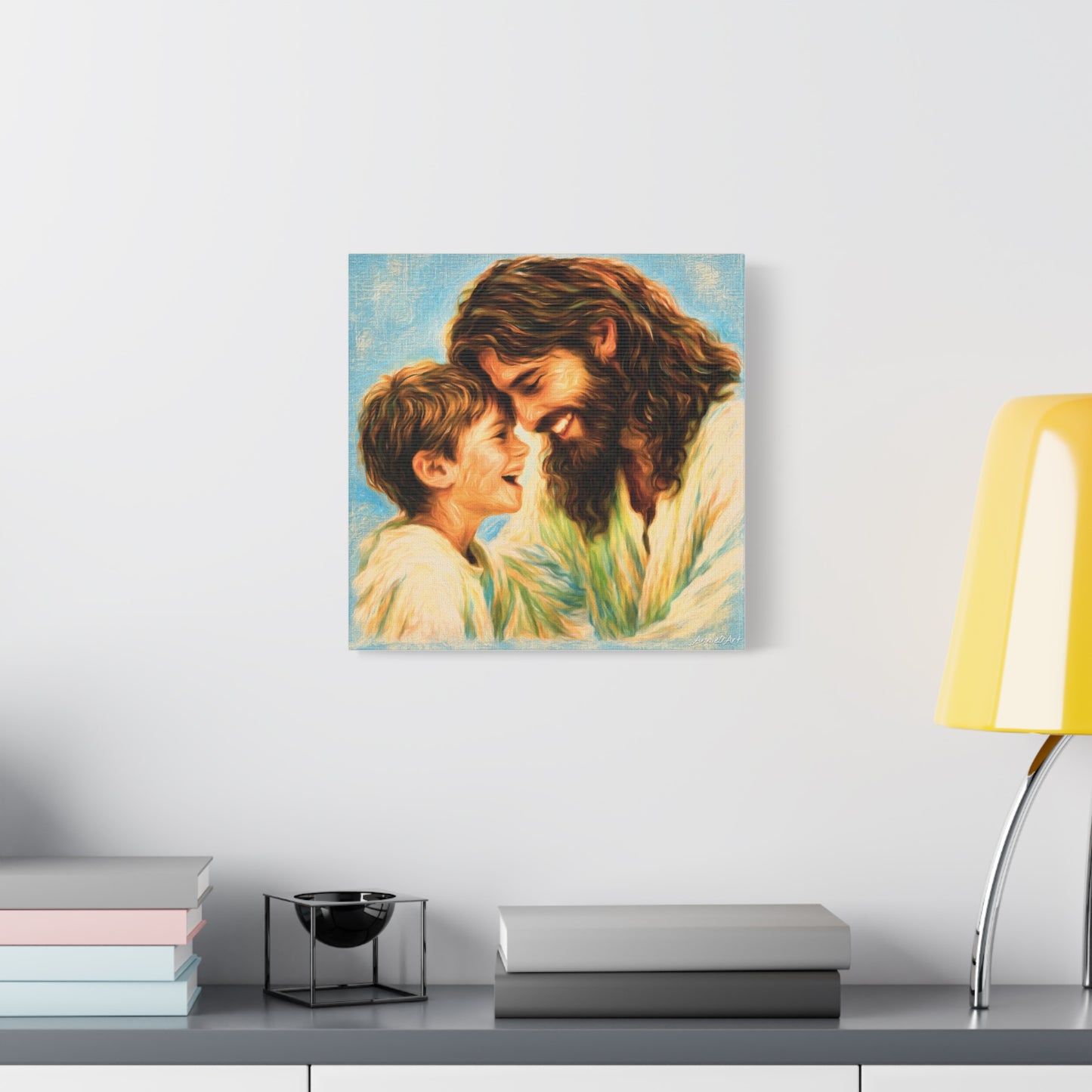 Smiling Jesus and Child Matte Canvas Wall Art