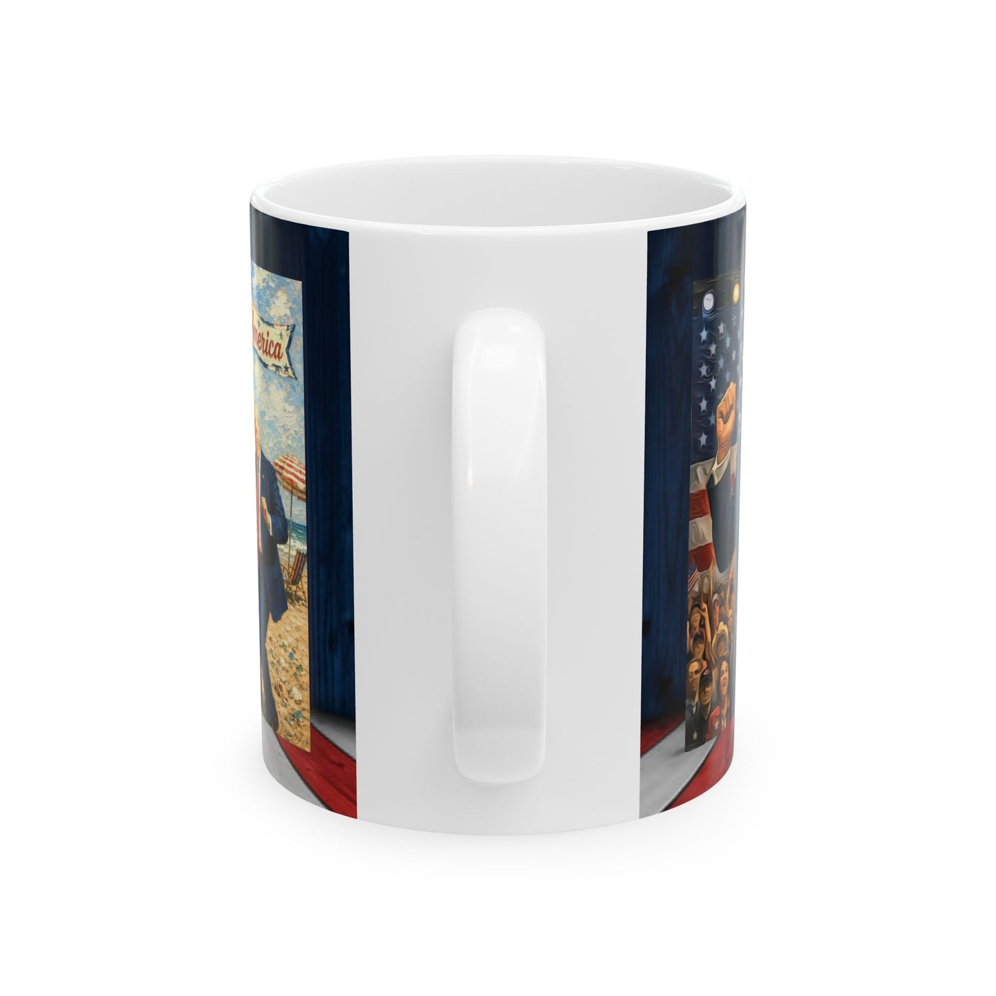 2- sided Trump Patriotic Beach Retro Ceramic Mug - Vintage Americana
