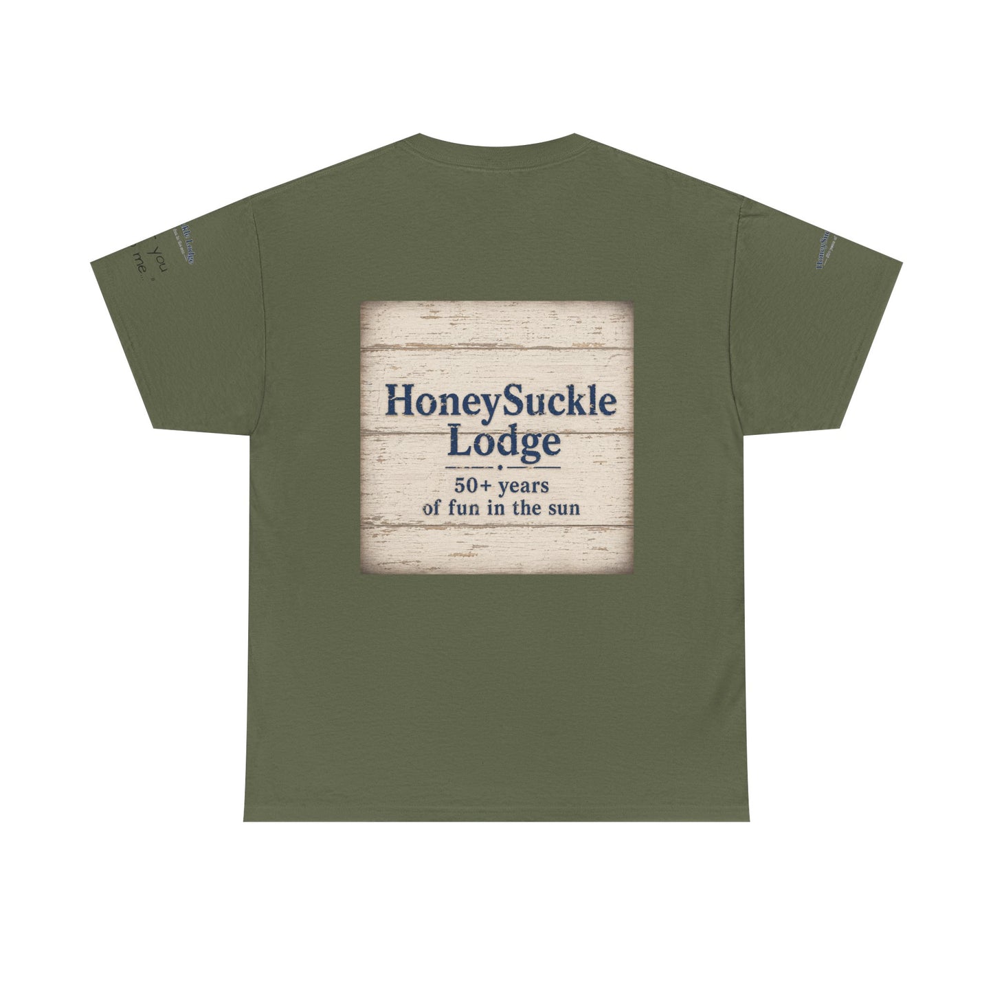 HoneySuckle Lodge Vintage Beach T-Shirt — "50+ years of fun in the sun" Retro Kids on Shore Design