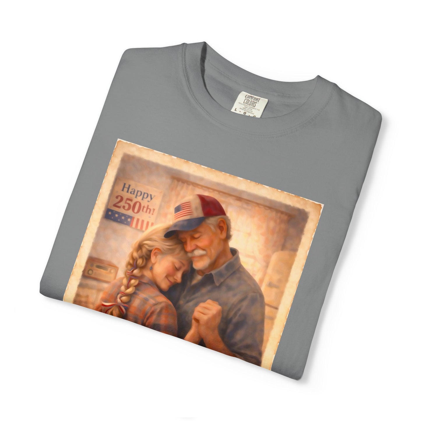 250th America Vintage Couples T-Shirt — Patriotic Romance Graphic Tee