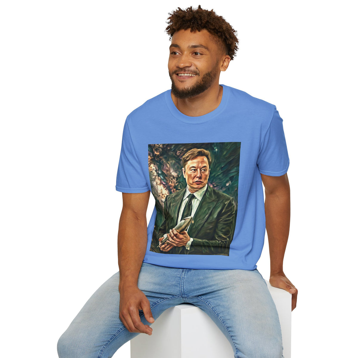 Elon Musk with Rocket— Graphic T-Shirt