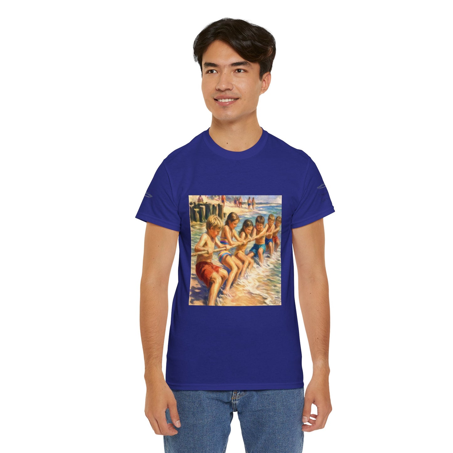HoneySuckle Lodge Vintage Beach T-Shirt — "50+ years of fun in the sun" Retro Kids on Shore Design